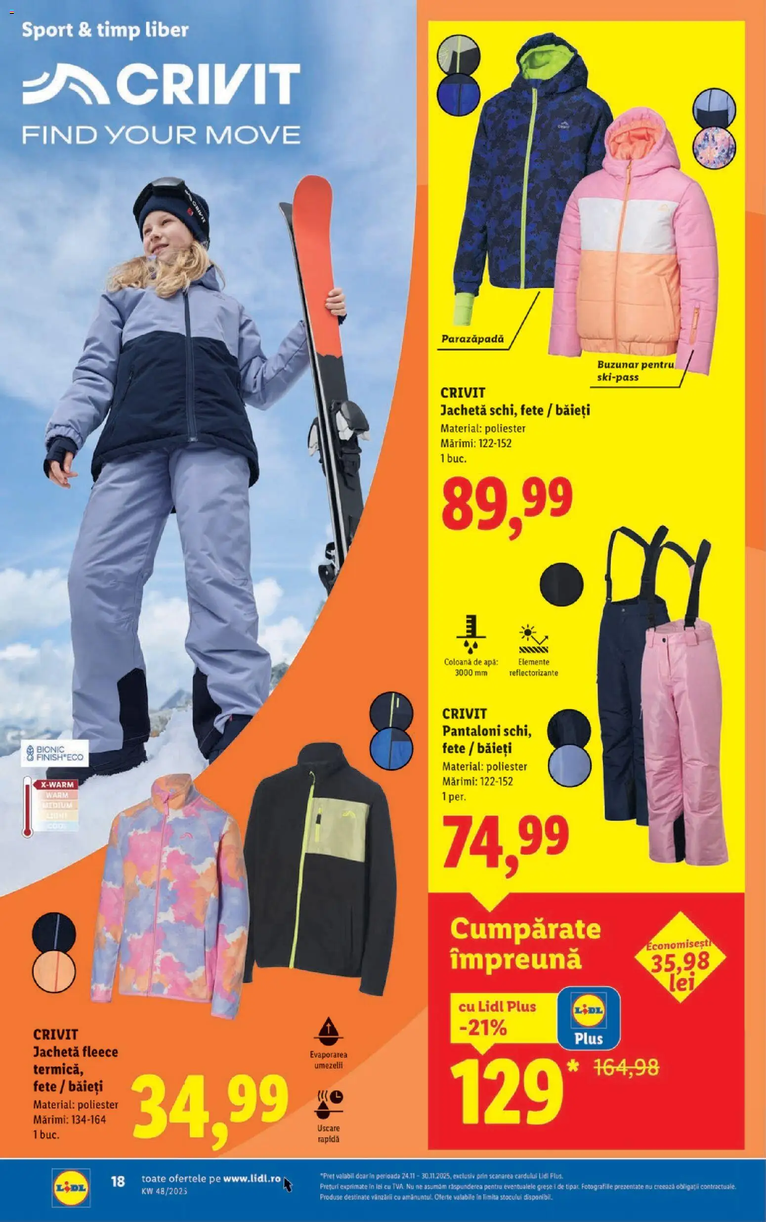 Noul catalog Lidl – valabil de la 24.11.2025 | Pagină: 18 | Produse: Jachetă, Pantaloni, Apă