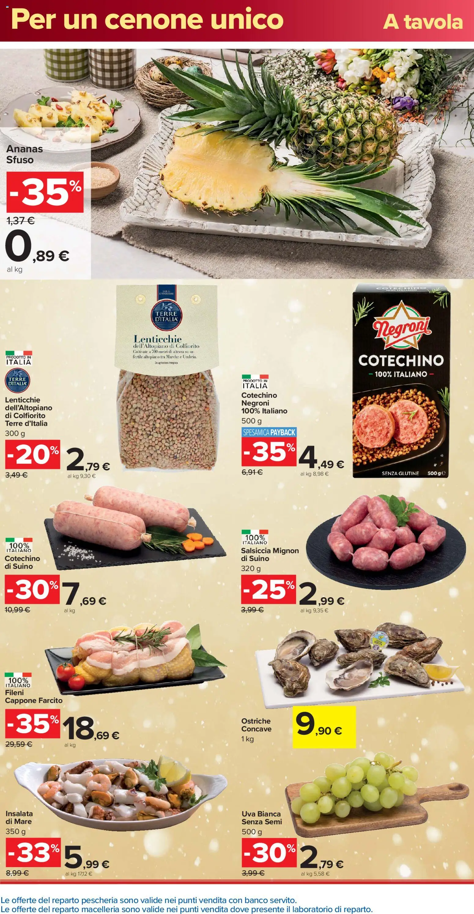 Volantino Carrefour del 16.12.2025 | Pagina: 18 | Prodotti: Insalata, Salsiccia, Ananas, Cotechino