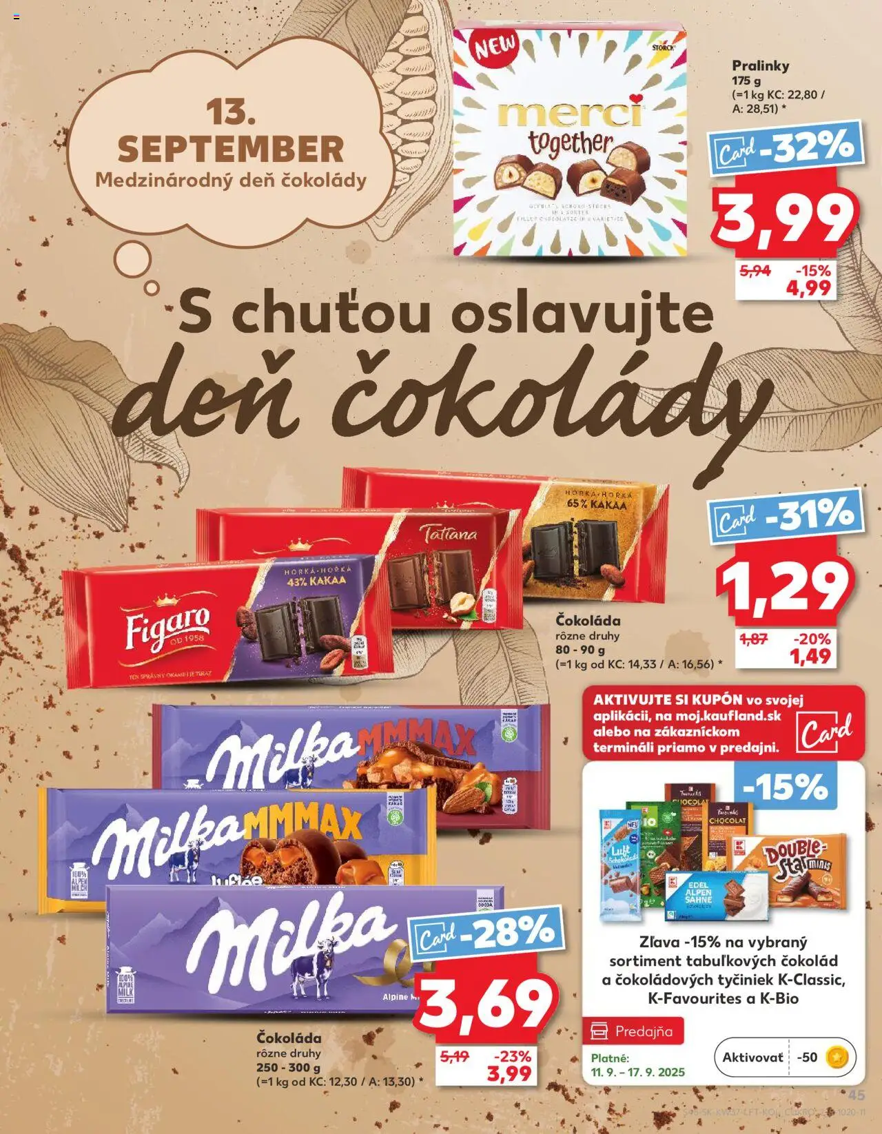 Nové Kaufland akcie – leták je platný od 11.09.2025 | Strana: 45 | Produkty: Merci, Čokoláda, Milka