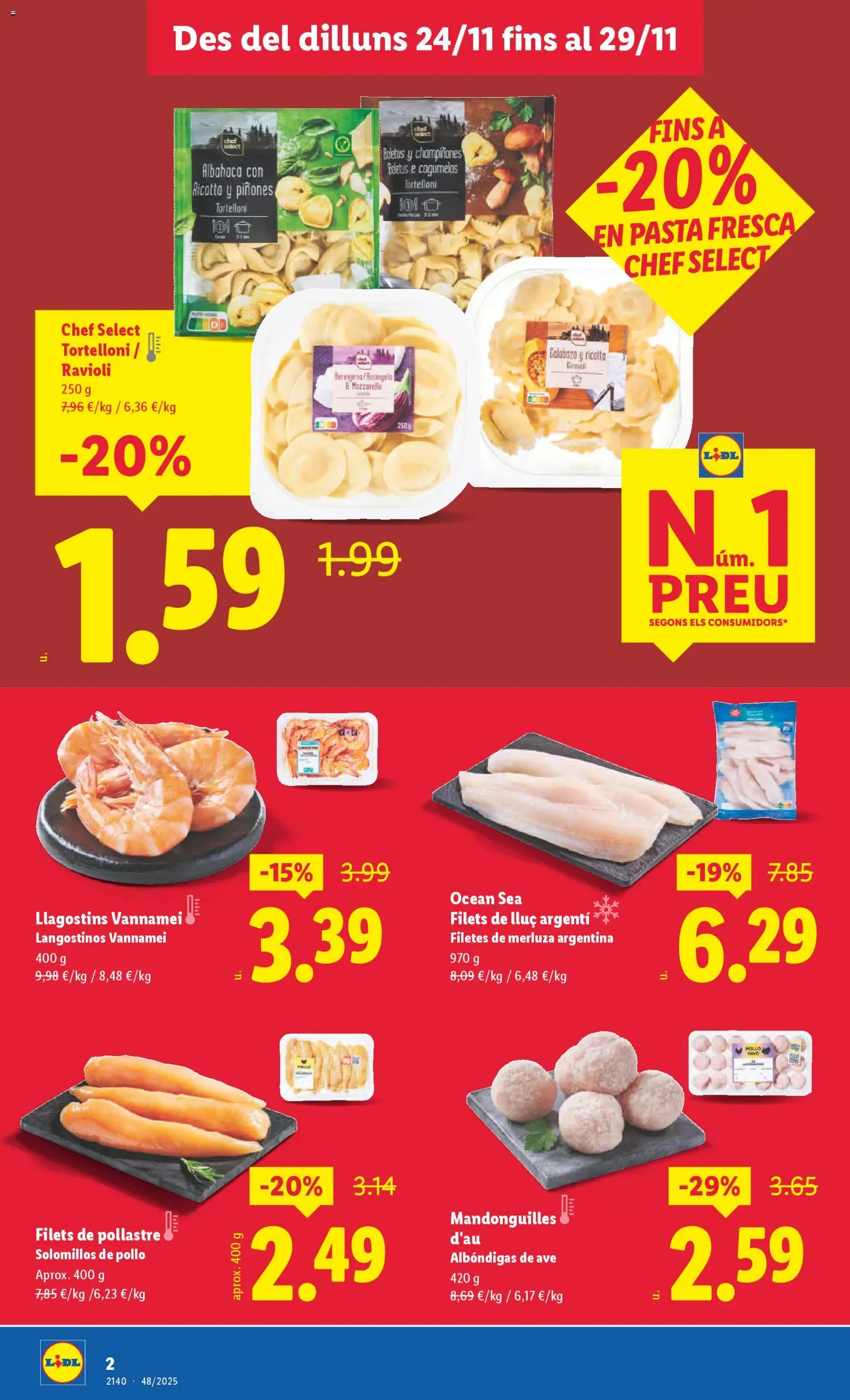 Lidl - L'Hospitalet de Llobregat │ válido desde el 24.11.2025 | Página: 2 | Productos: Πράσινο τσάι, Pasta, Filetes de merluza