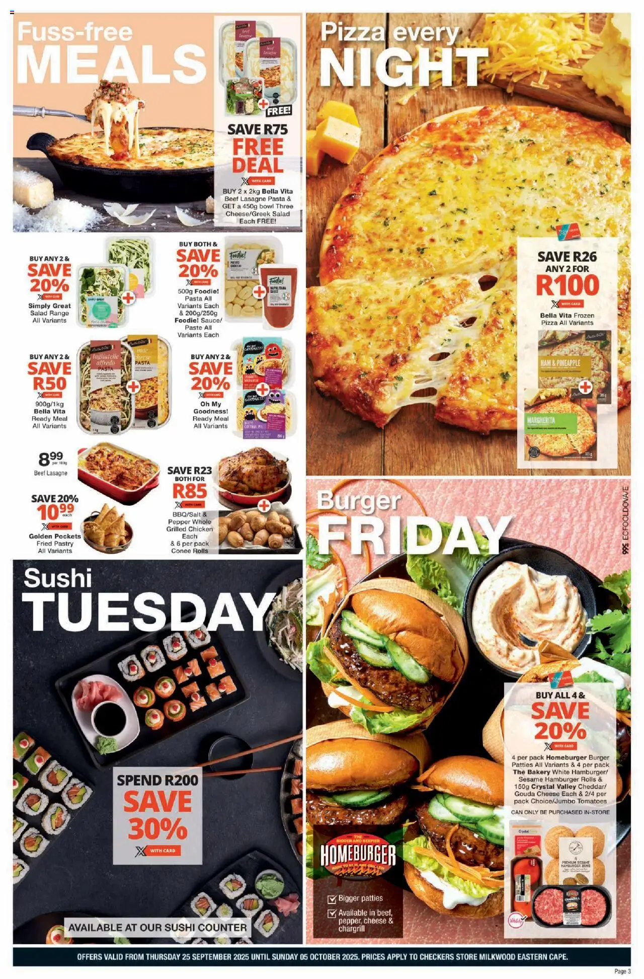 New Checkers catalogue – valid from 25.09.2025 | Page: 3 | Products: Bowl, Cheese, Tomatoes, Pineapple