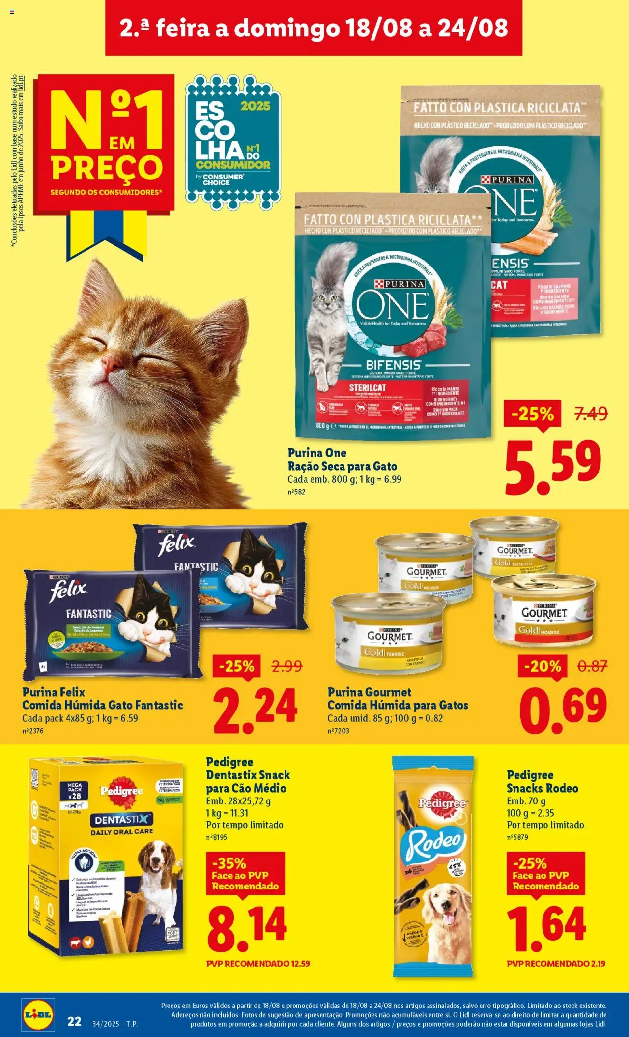 Lidl folheto │ válido de 18.08.2025 | Página: 22 | Produtos: Purina one, Frango, Base