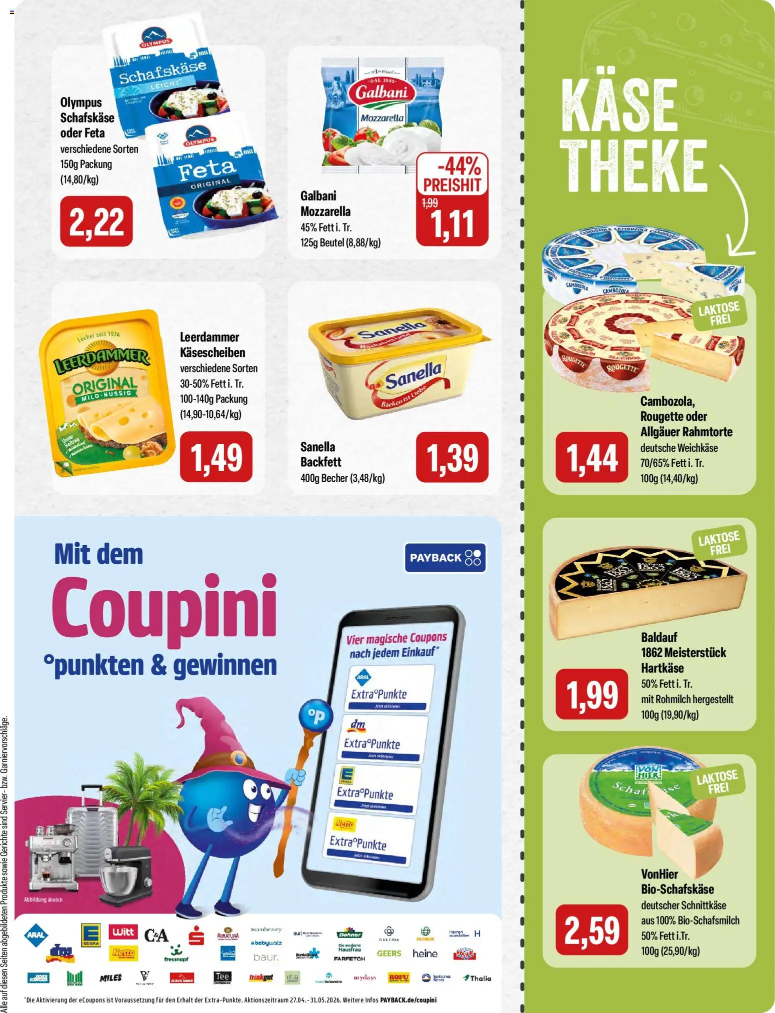 Feneberg Angebote – gültig ab 07.05.2026 | Seite: 7 | Produkte: Feta, Leerdammer, Sanella, Schafskase