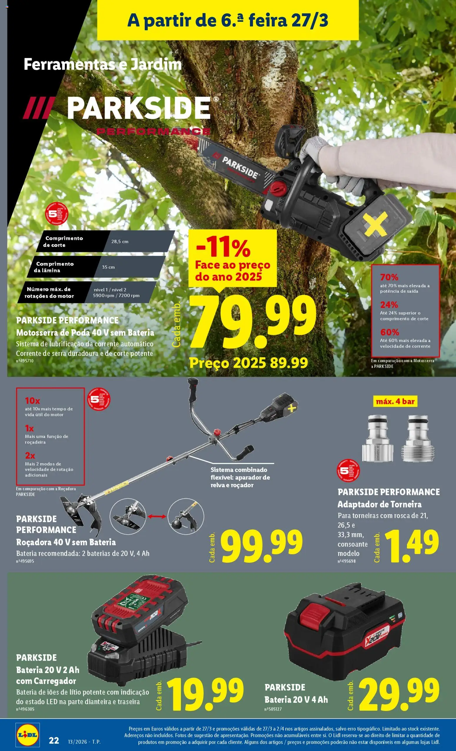 Lidl Novidades │ válido de 23.03.2026 | Página: 22 | Produtos: Torneira, Ferramentas, Aparador, Bateria