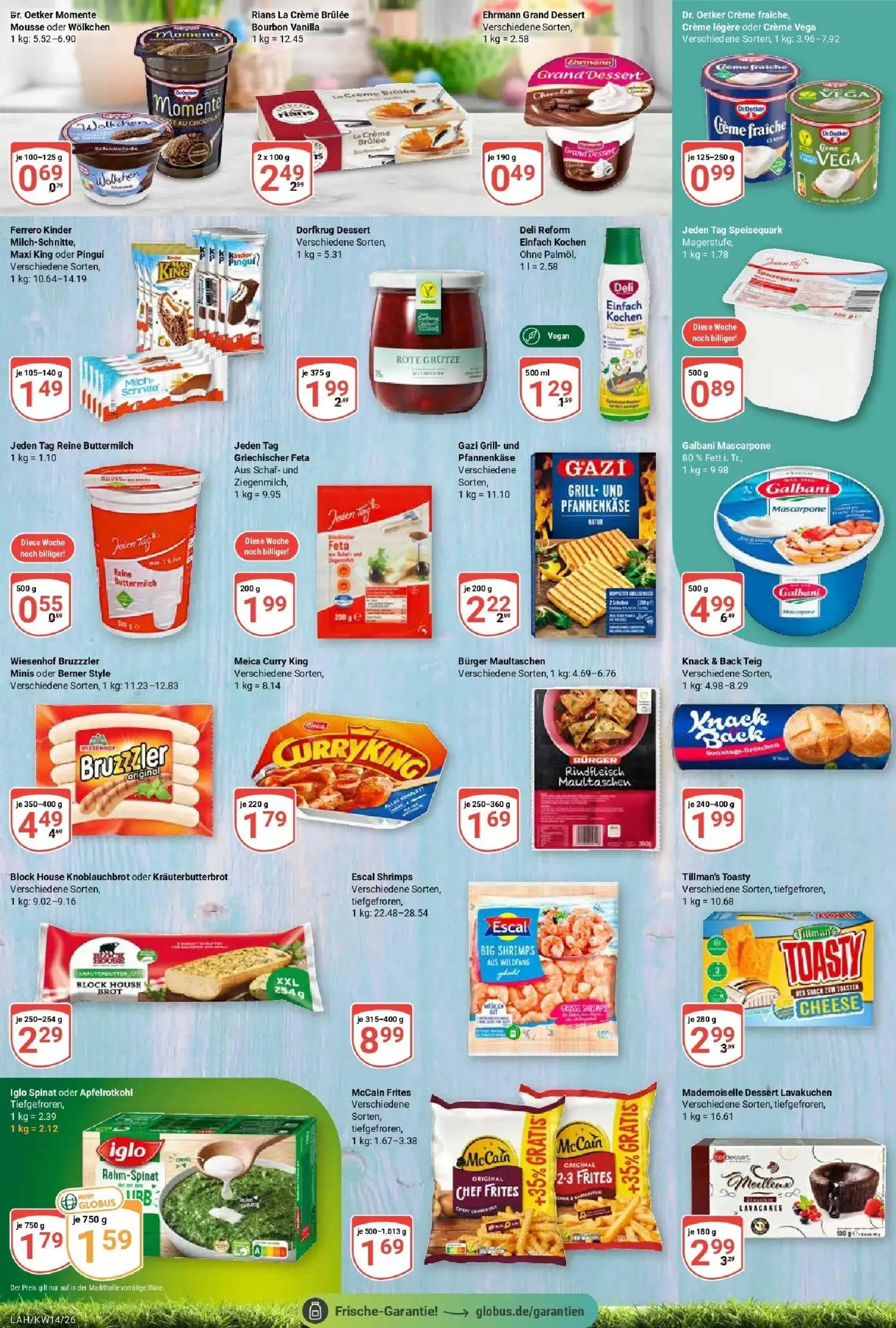 Globus prospekt Lahnstein	 – gültig ab 30.03.2026 | Seite: 14 | Produkte: McCain, Maultaschen, Bourbon, Speisequark