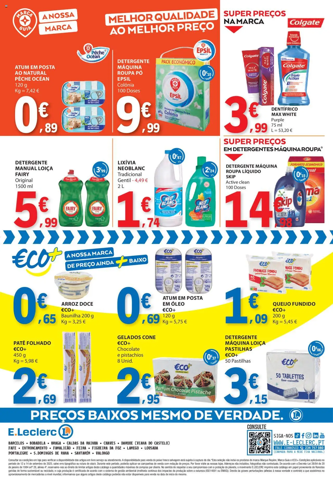 E.Leclerc Catálogo Fim de Semana │ válido de 12.09.2025 | Página: 4 | Produtos: Atum, Detergente, Queijo, Arroz