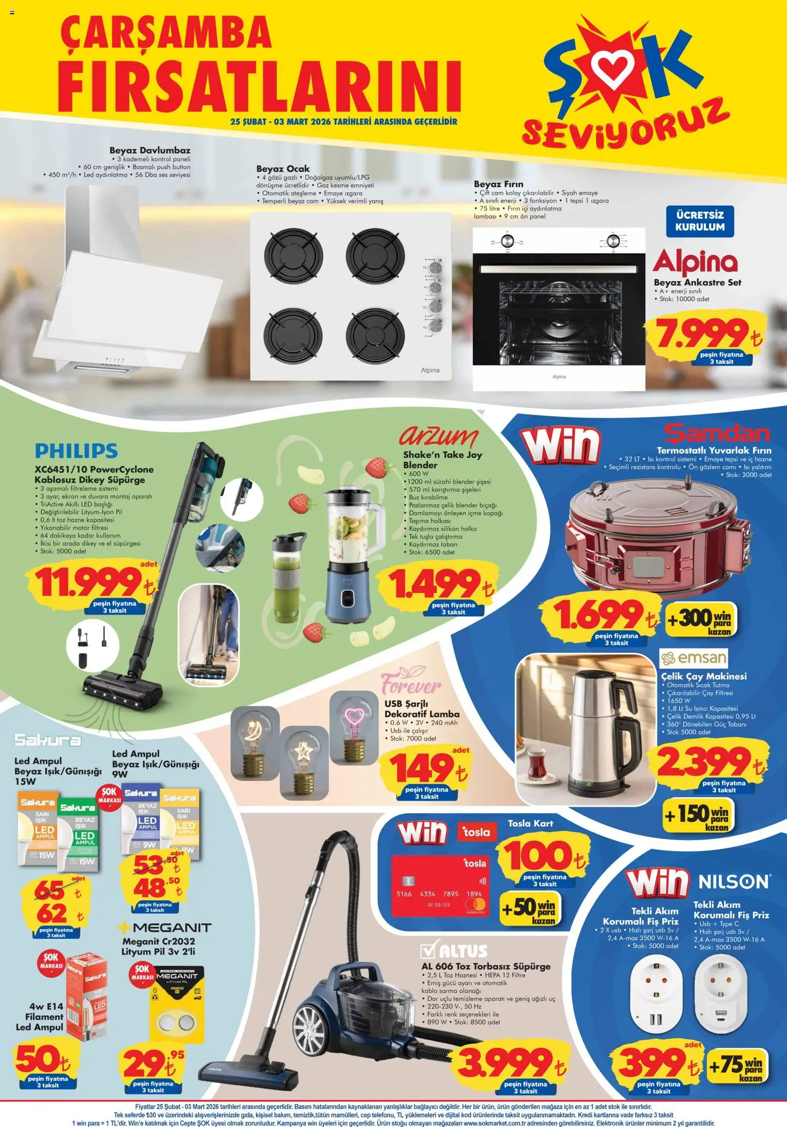 Şok Market Katalog - 25.02.2026 tarihinden itibaren geçerlidir | Sayfa: 3 | Ürünler: Davlumbaz, Çay makinesi, Kablo, Ocak