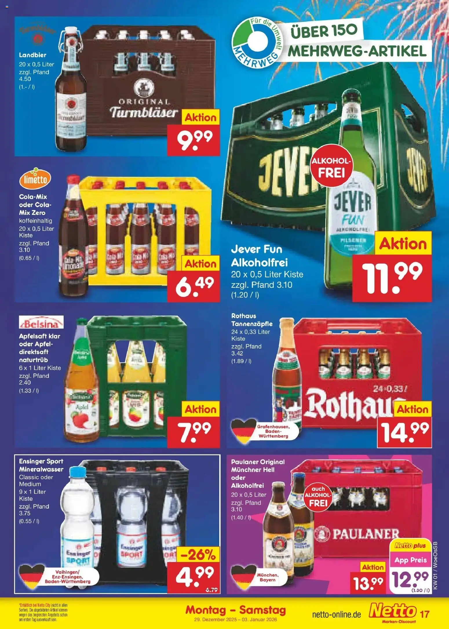 Netto Marken-Discount prospekt Gemmingen	 – gültig ab 28.12.2025 | Seite: 17 | Produkte: Cola, Äpfel, Apfelsaft, Jever