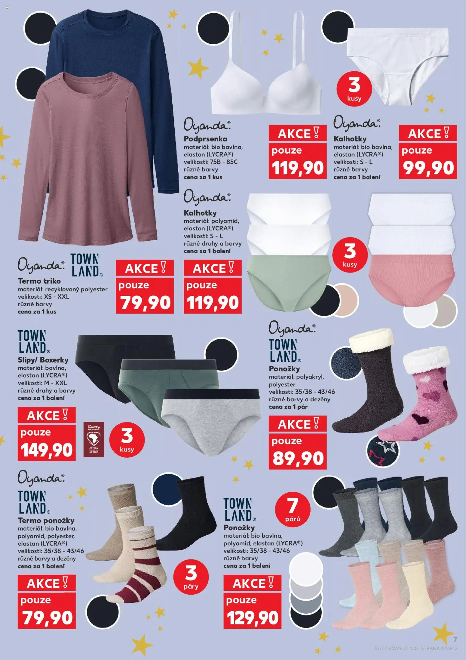 Kaufland leták - Kolín od 12.11.2025 | Strana: 7 | Produkty: Ponožky, Boxerky, Termo triko, Barvy