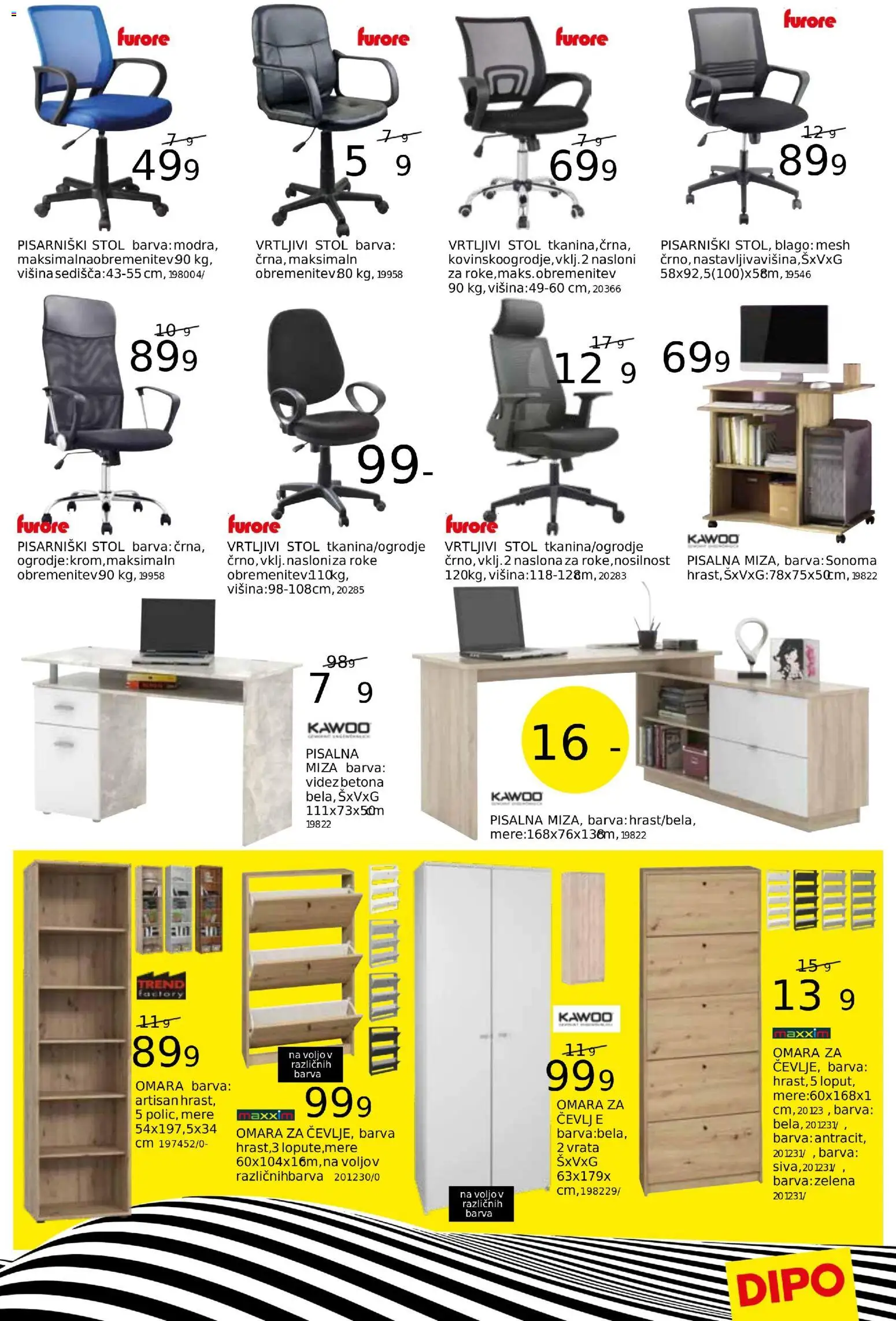 Novi Dipo katalog ponudbe – veljaven od 05.11.2025 | Stran: 7 | Izdelki: Pisalna miza, Omara, Miza, Vrata