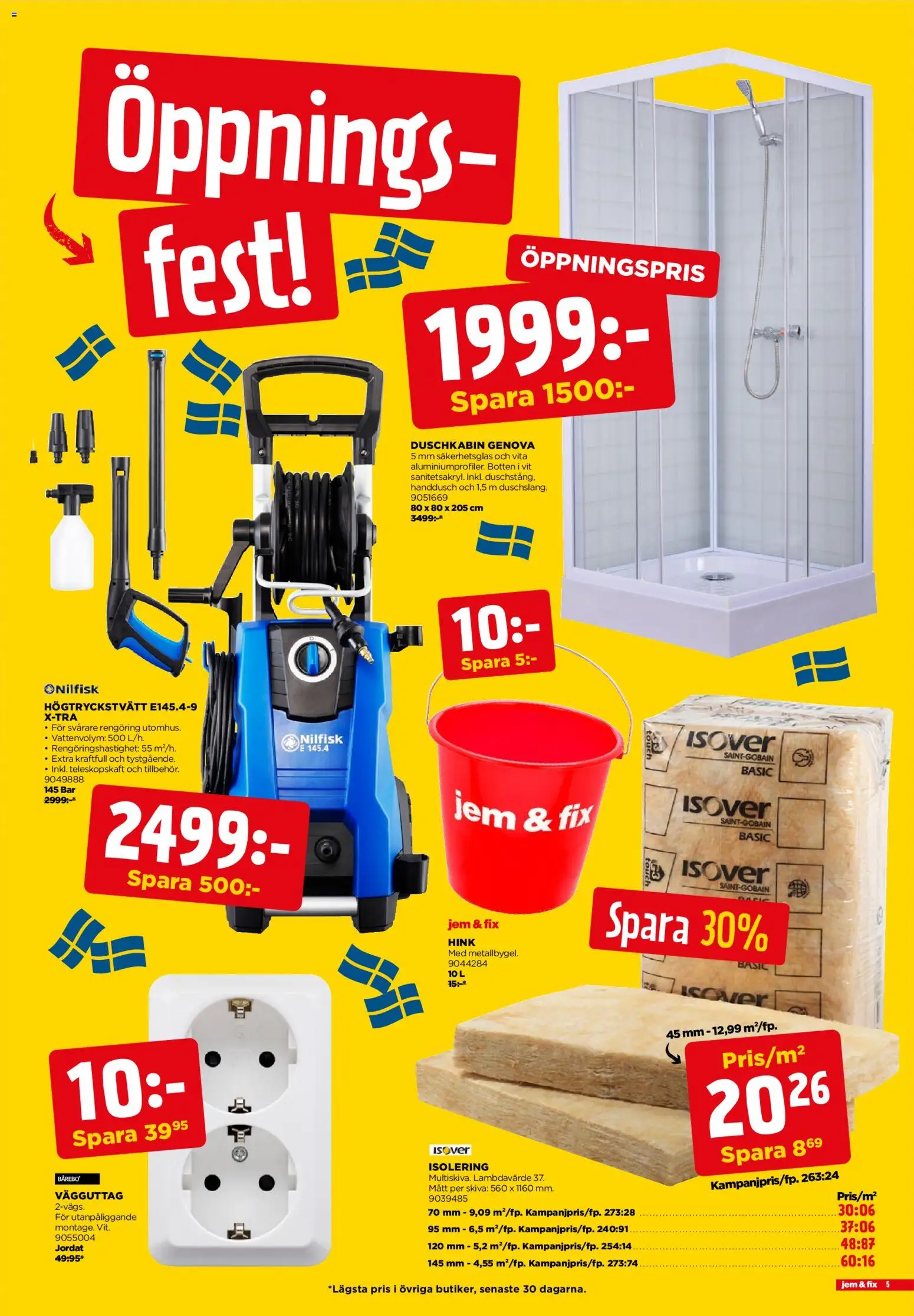 Jem & Fix reklamblad aktuell från 17.03.2026 | Sida: 5 | Produkter: Högtryckstvätt, Hink