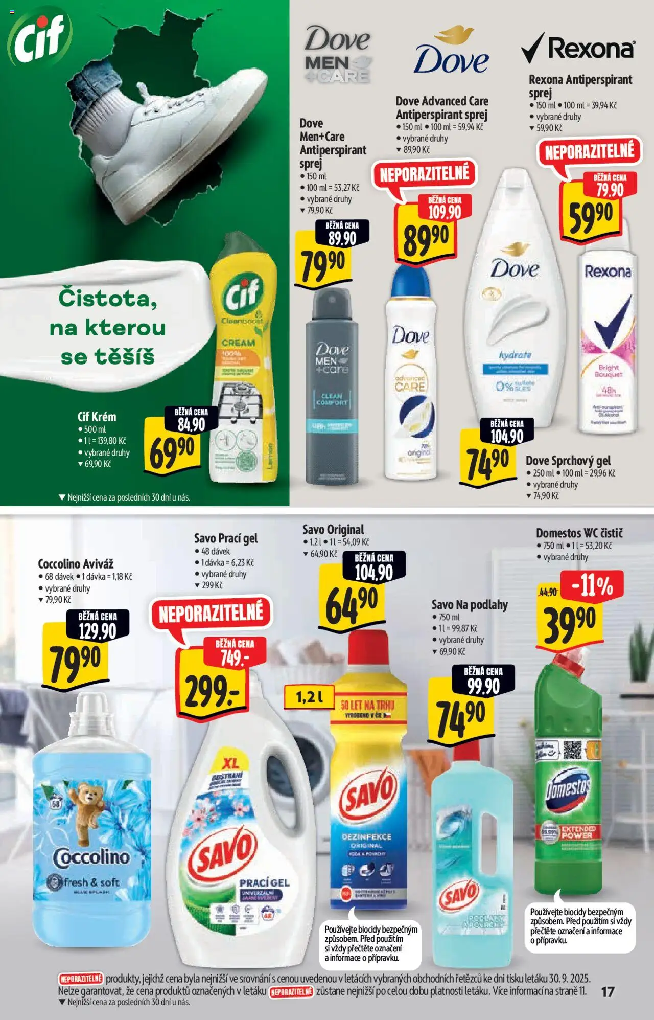 Albert katalog - Supermarket od 08.10.2025 | Strana: 17 | Produkty: Savo, Cif, Domestos, Wc