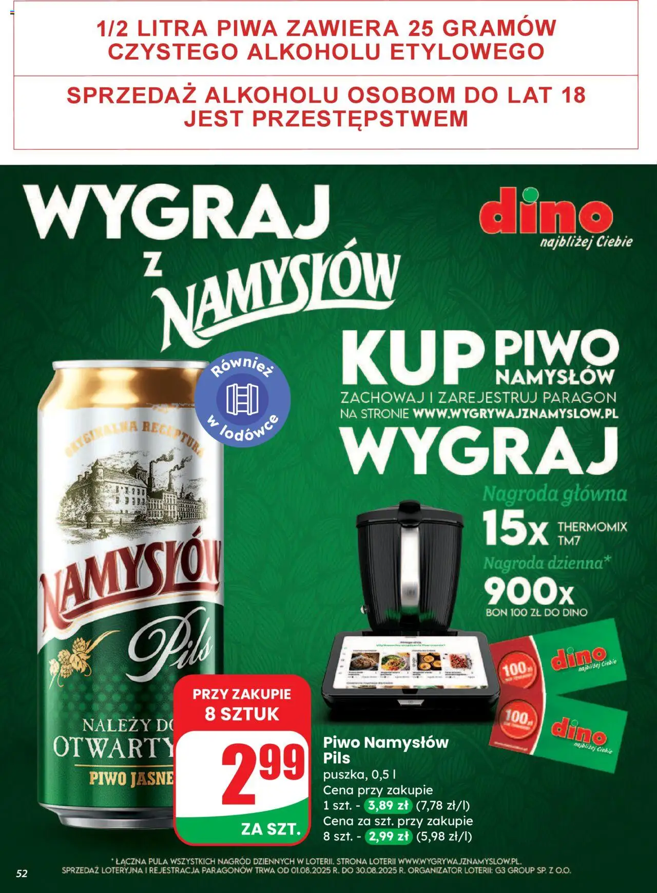 Dino Gazetka od 06.08.2025 | Strona: 52 | Produkty: Piwo, Piwo Namysłów