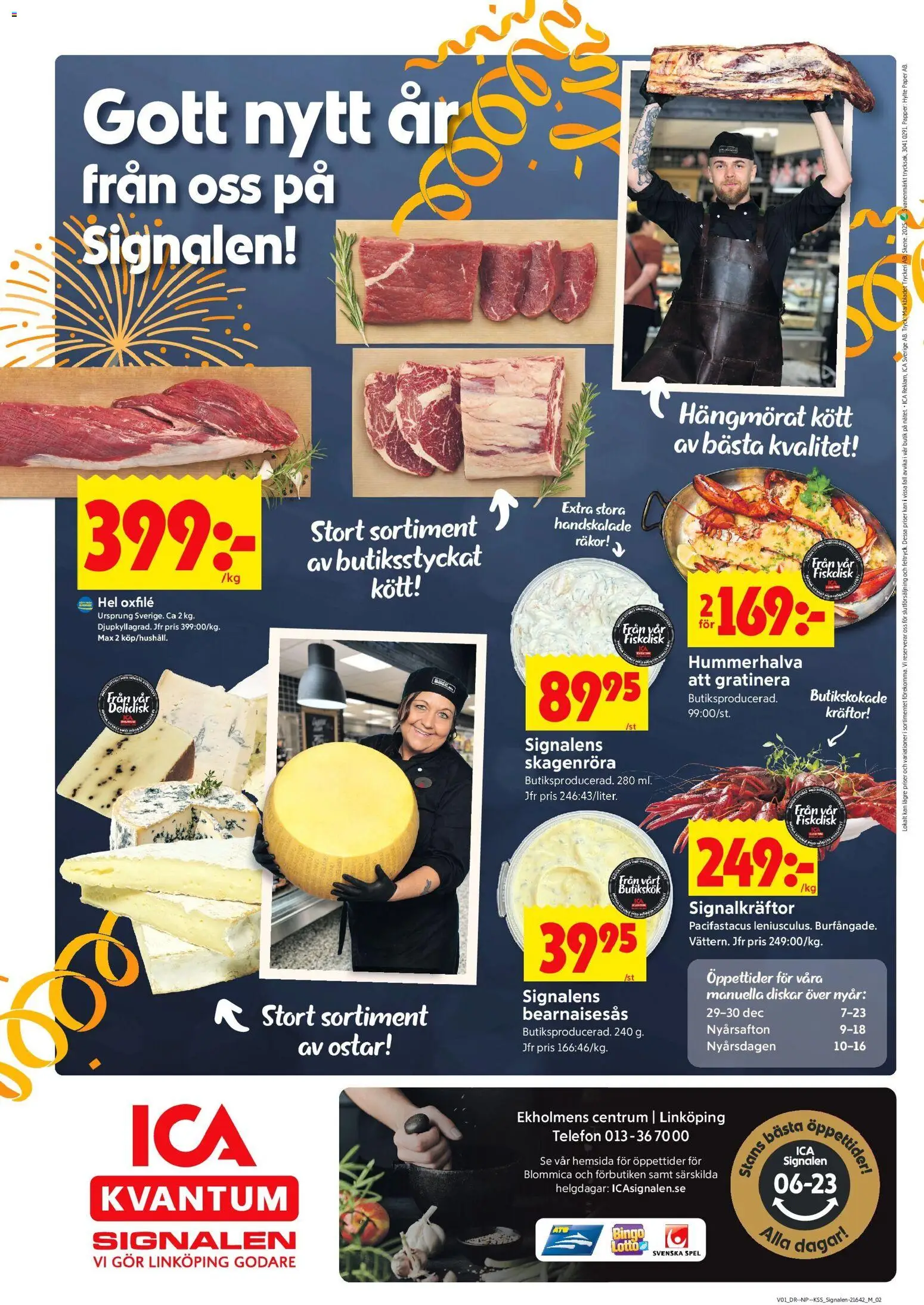 ICA Kvantum reklamblad aktuell från 30.12.2025 | Sida: 10 | Produkter: Kräftor, Oxfilé, Bearnaisesås, Telefon