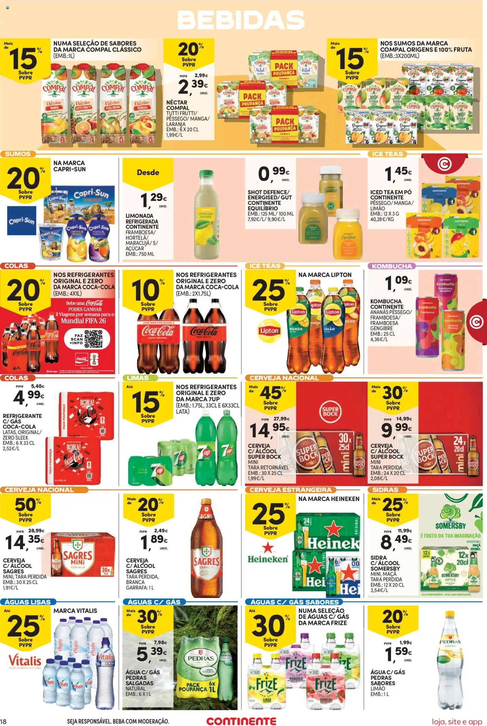Continente Semanal Continente Bom Dia │ válido de 17.03.2026 | Página: 18 | Produtos: Super bock, Pó, Maça, Soda