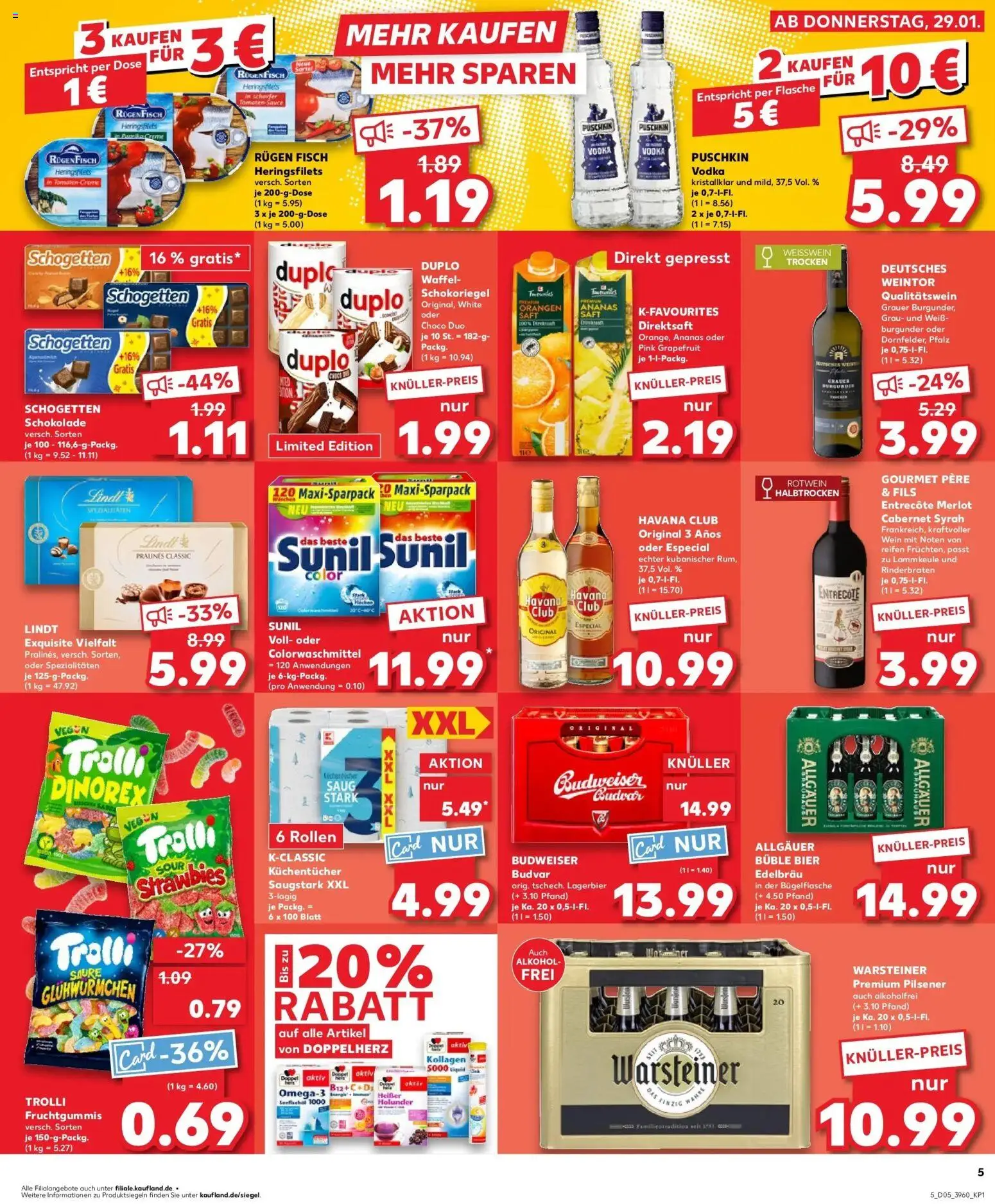 Kaufland prospekt Eilenburg	 – gültig ab 29.01.2026 | Seite: 5 | Produkte: Ananas, Entrecote, Warsteiner, Lindt