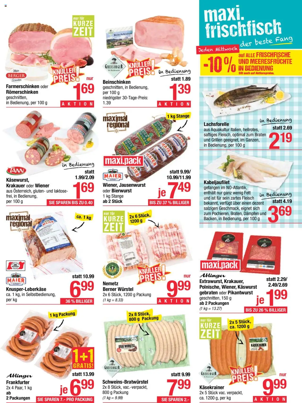 Maximarkt Flugblatt gültig ab 29.09.2025 | Seite: 7 | Produkte: Meeresfrüchte, Wurst, Schinken, Bier