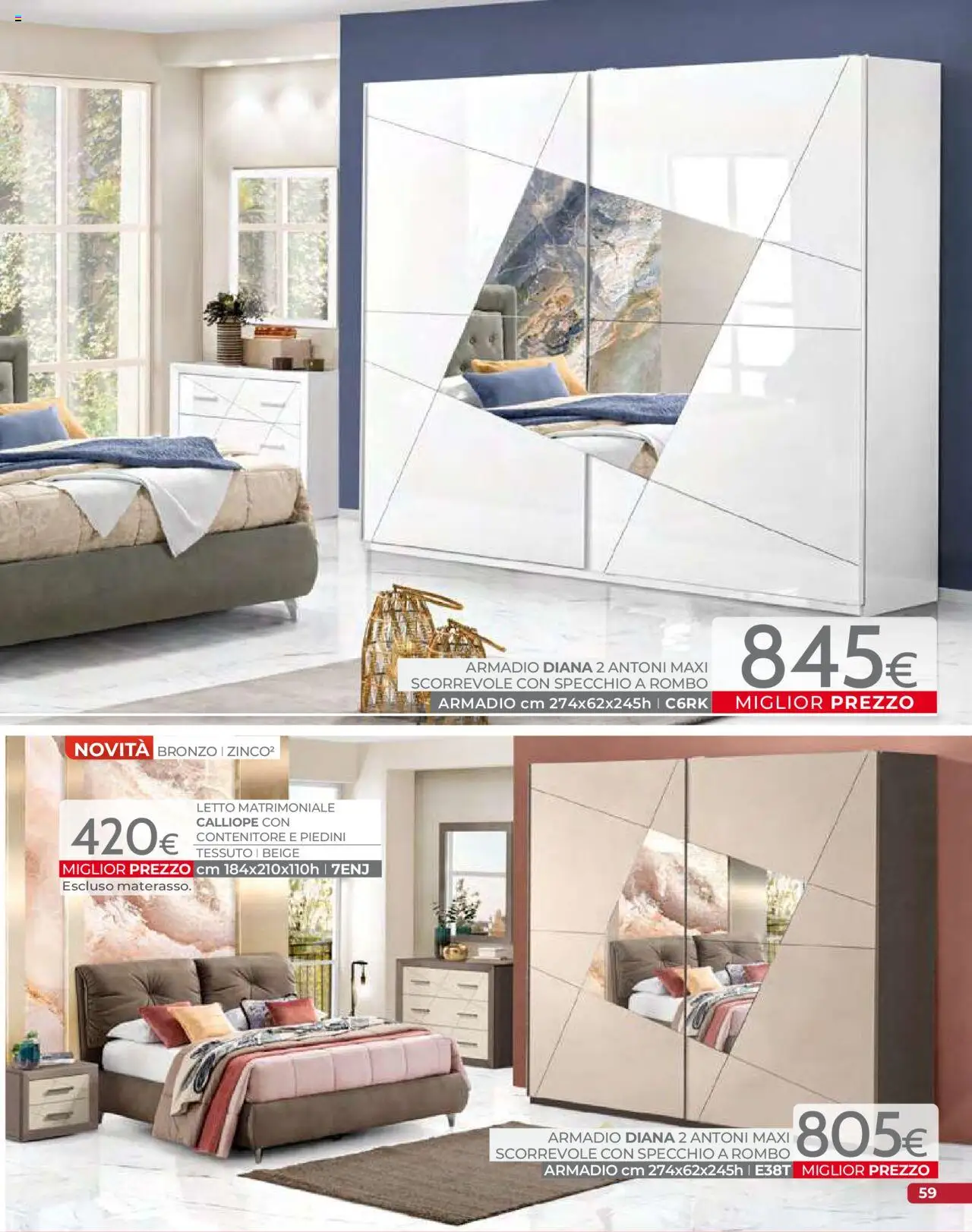 Volantino Mondo Convenienza del 09.09.2025 | Pagina: 61 | Prodotti: Contenitore, Letto, Armadio, Specchio