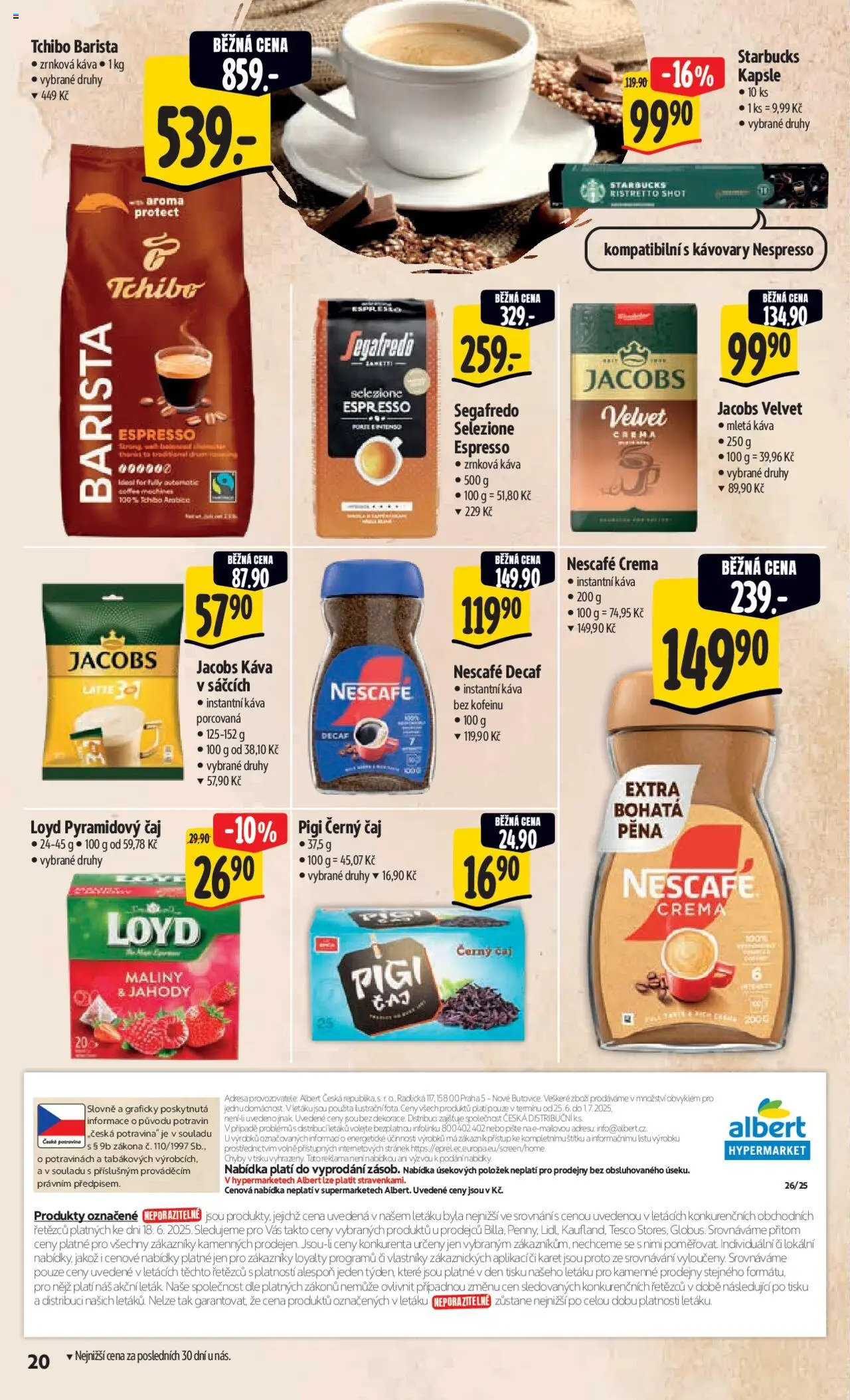 Albert leták - Hypermarket od 25.06.2025 | Strana: 29 | Produkty: Instantní káva bez kofeinu, Instantní káva, Maliny, Tchibo barista