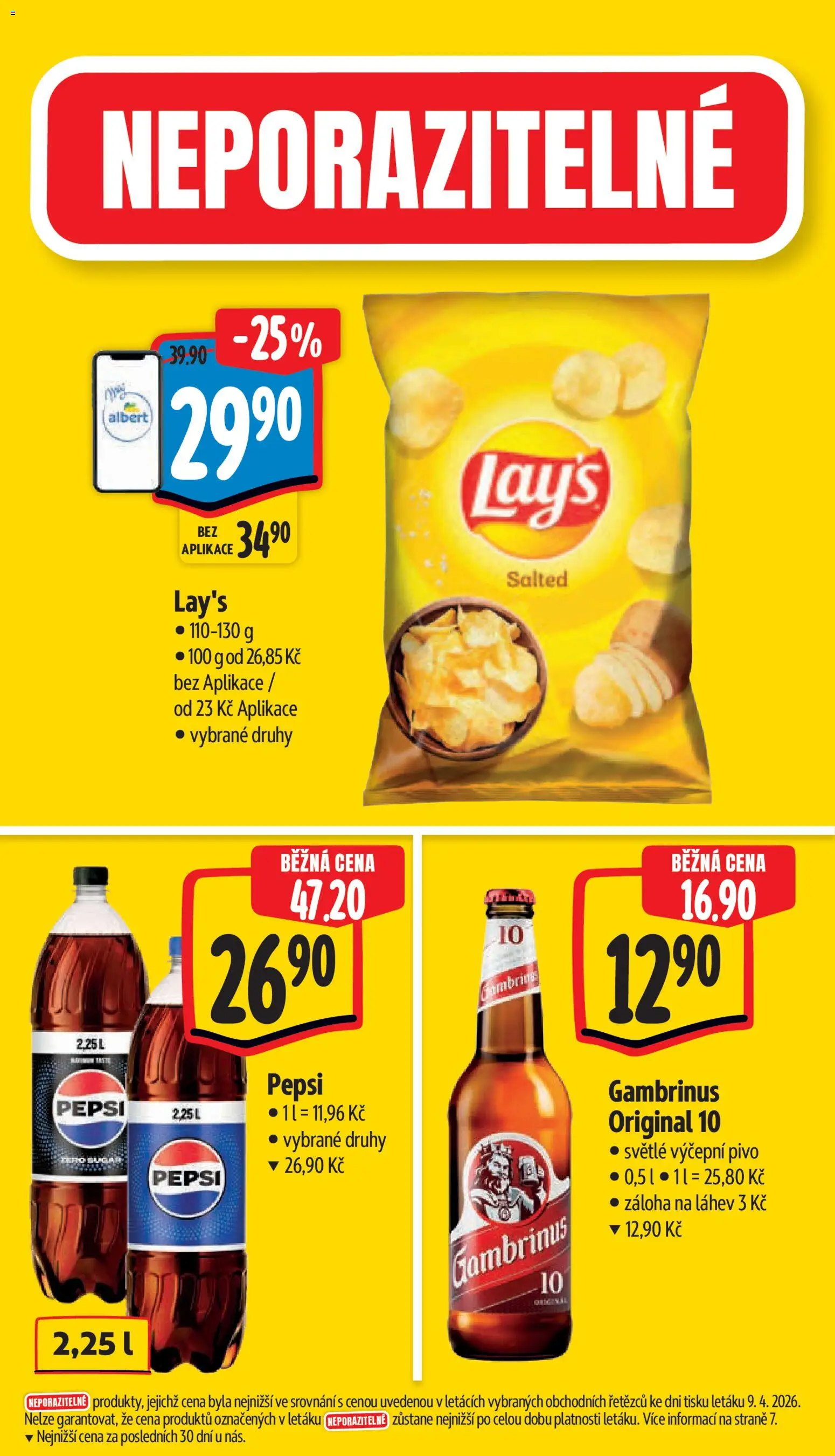 Albert leták - Supermarket od 15.04.2026 | Strana: 5 | Produkty: Pivo, Pepsi, Gambrinus, Láhev