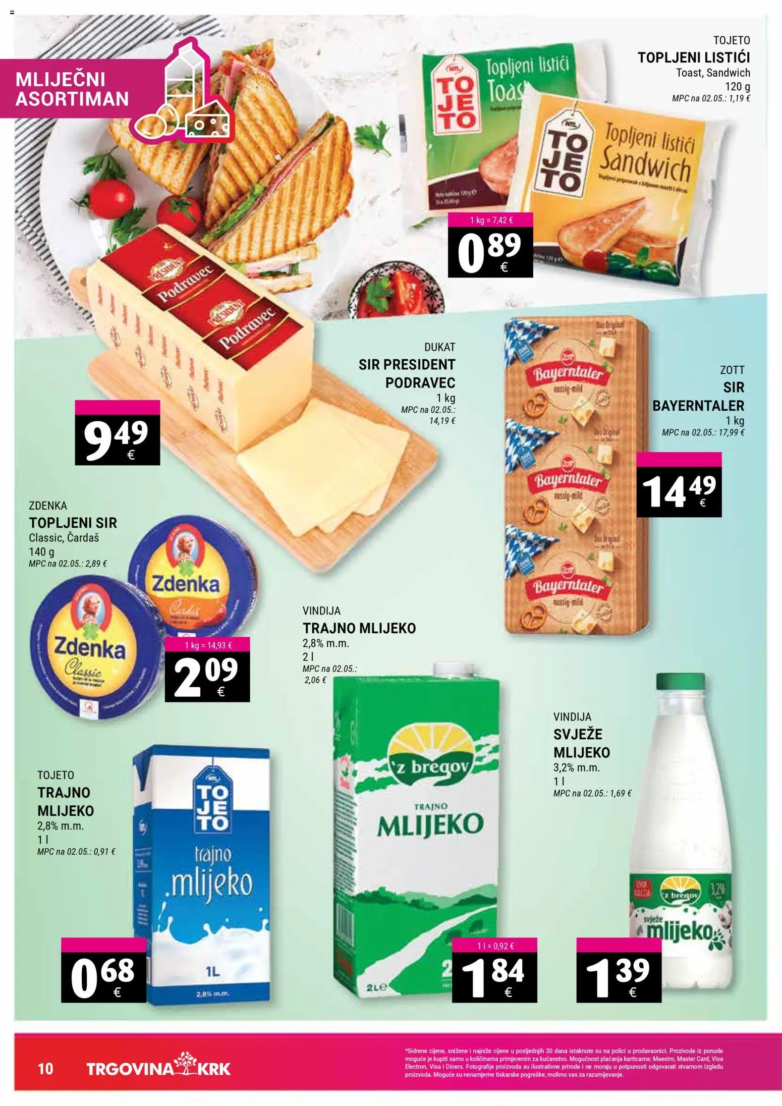 Trgovina Krk katalog | vrijedi od 16.01.2026 | Stranica: 10 | Proizvodi: Vindija, Mlijeko, Sir, Trajno mlijeko