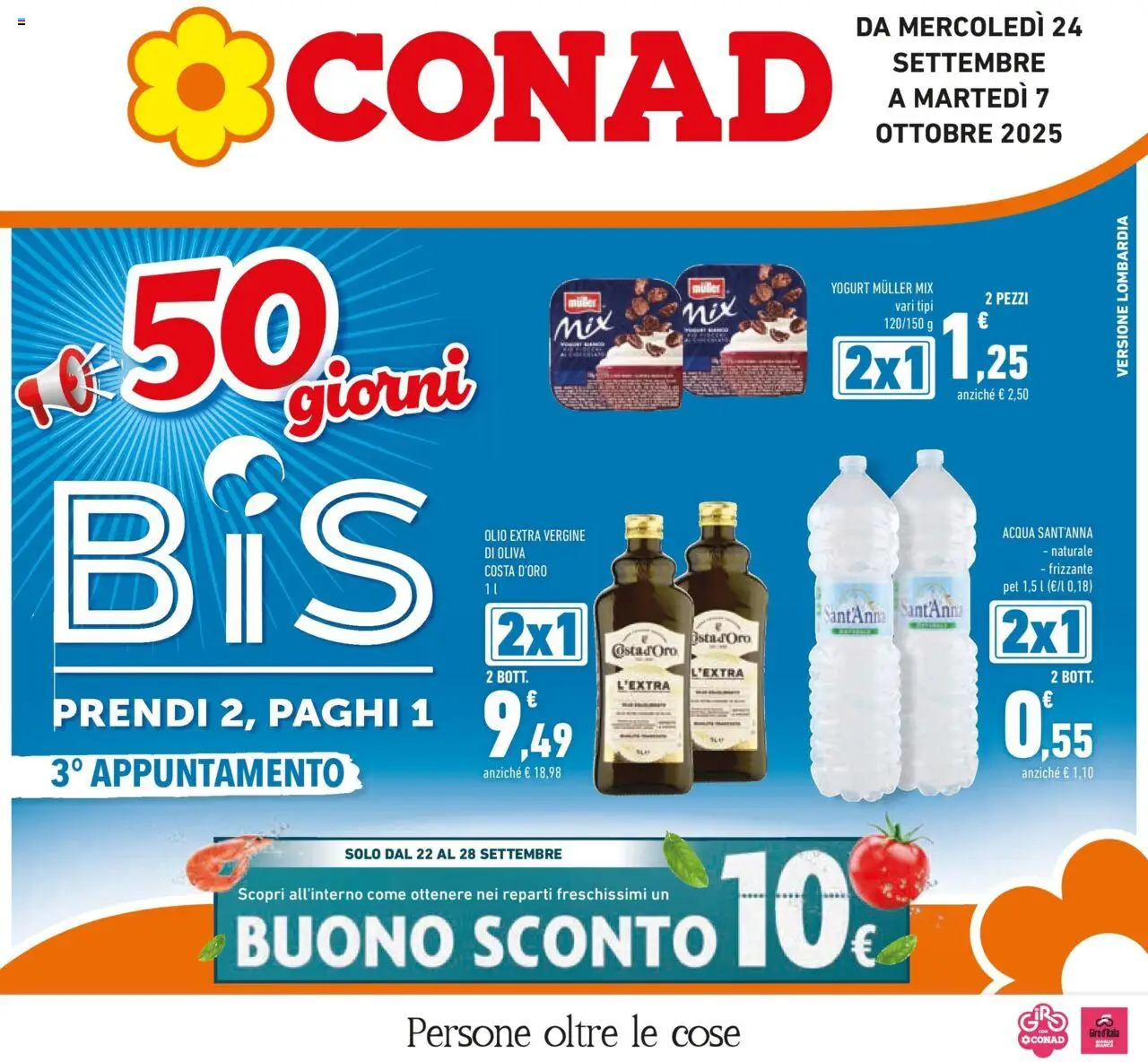 Volantino Conad del 23.09.2025 | Pagina: 1 | Prodotti: Acqua, Olio, Olive, Olio extra vergine