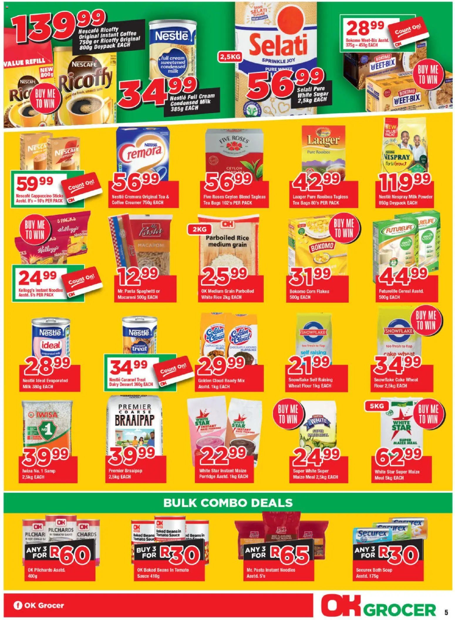 New OK Foods catalogue – valid from 10.12.2025 | Page: 5 | Products: Bath, Maize meal, Powder, Sugar