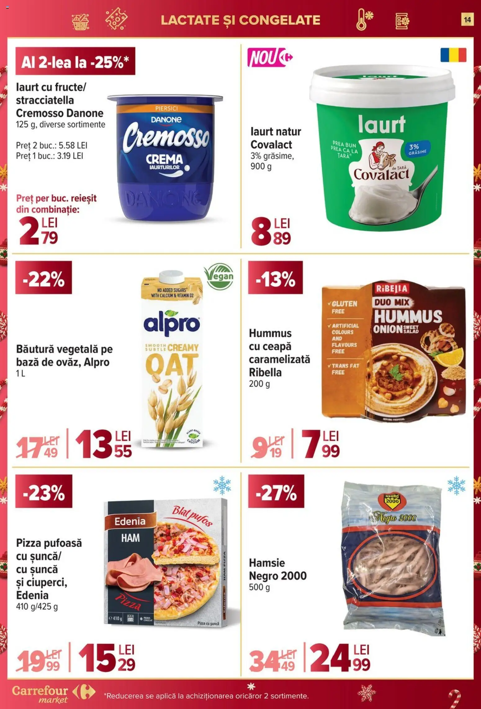 Noul catalog Carrefour – valabil de la 26.11.2025 | Pagină: 14 | Produse: Cremă, Șuncă, Pizza, Ceapă