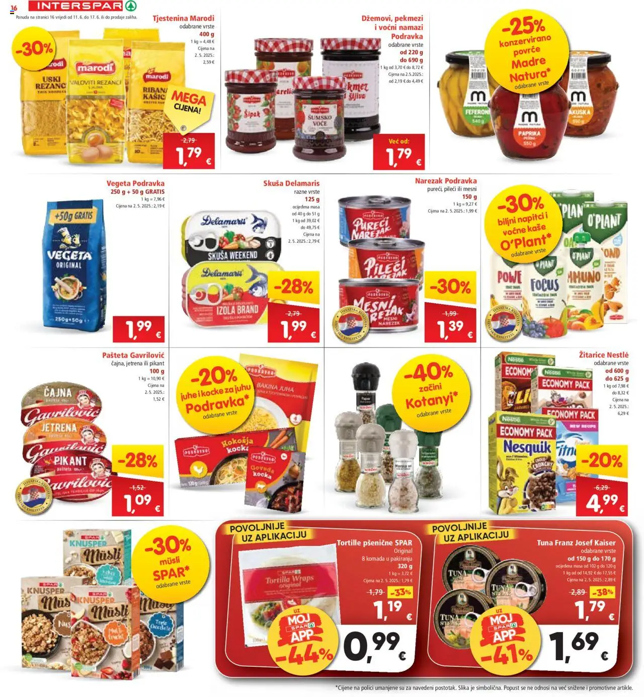 Interspar katalog | vrijedi od 11.06.2025 | Stranica: 16 | Proizvodi: Narezak, Pašteta, Povrće, Voćne kaše