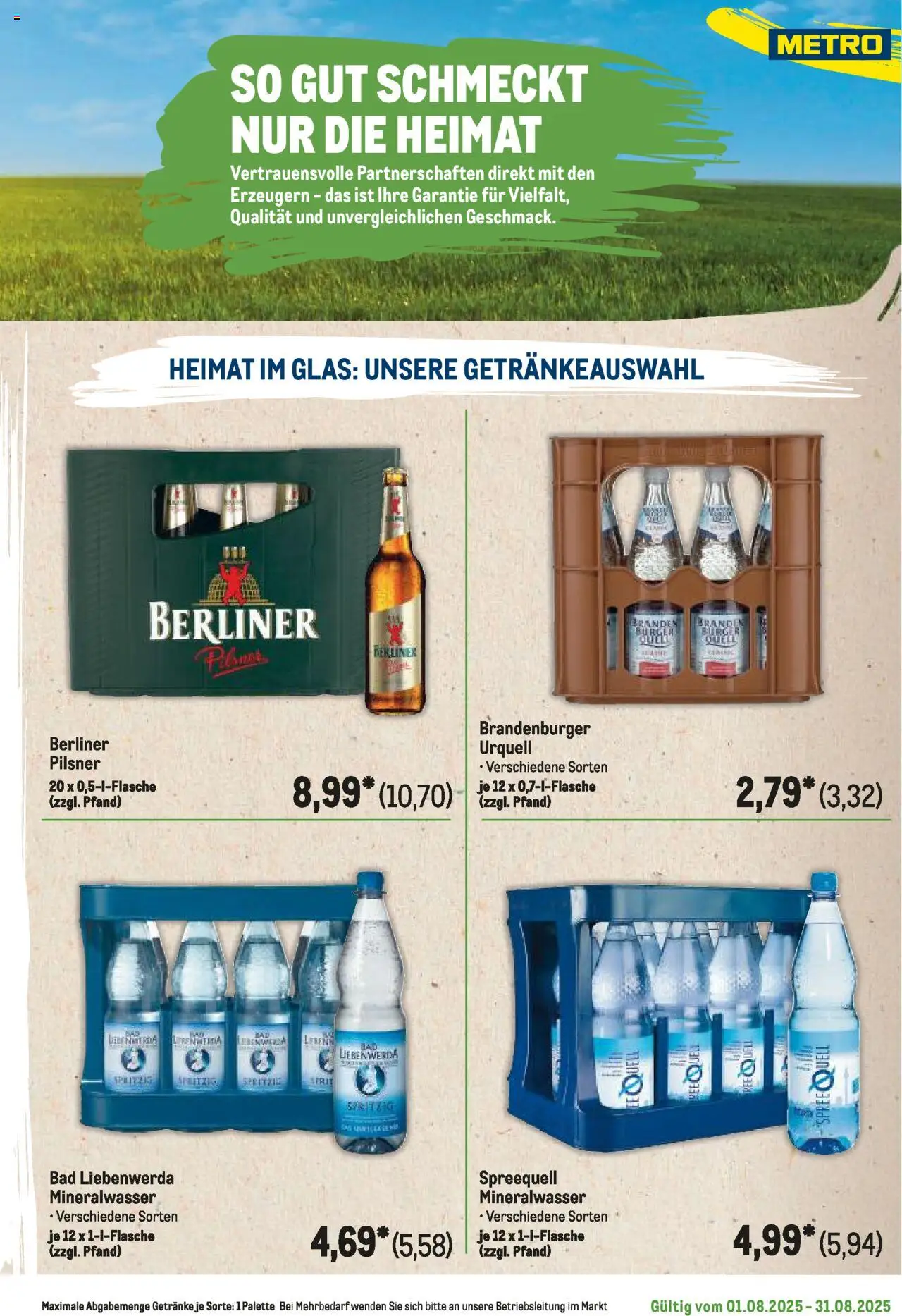 Metro Regionaler Flyer - gültig ab dem 01.08.2025 | Seite: 59 | Produkte: Bad, Mineralwasser, Pilsner urquell, Berliner pilsner