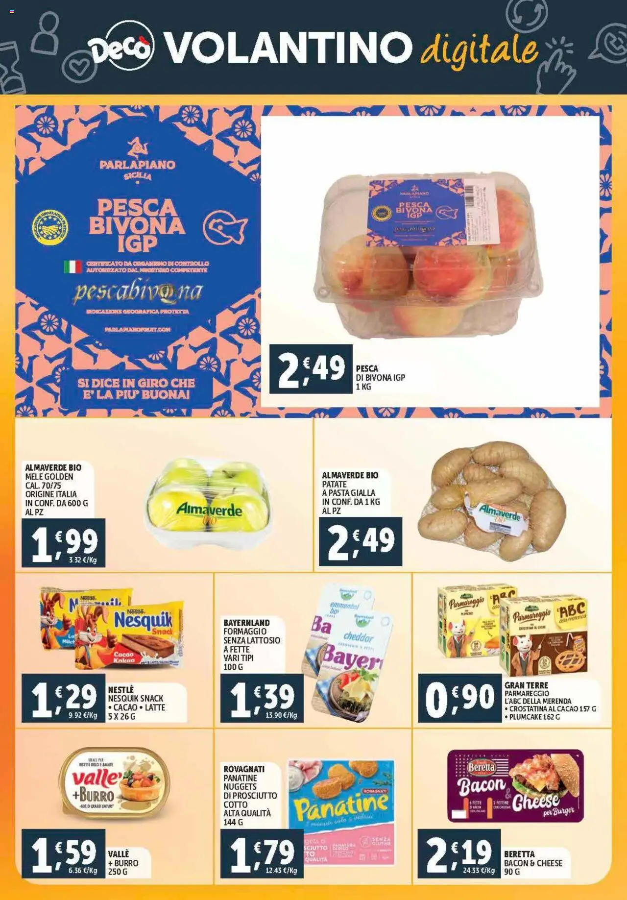 Volantino Decò del 12.09.2025 | Pagina: 22 | Prodotti: Patate, Prosciutto, Pasta, Emmental