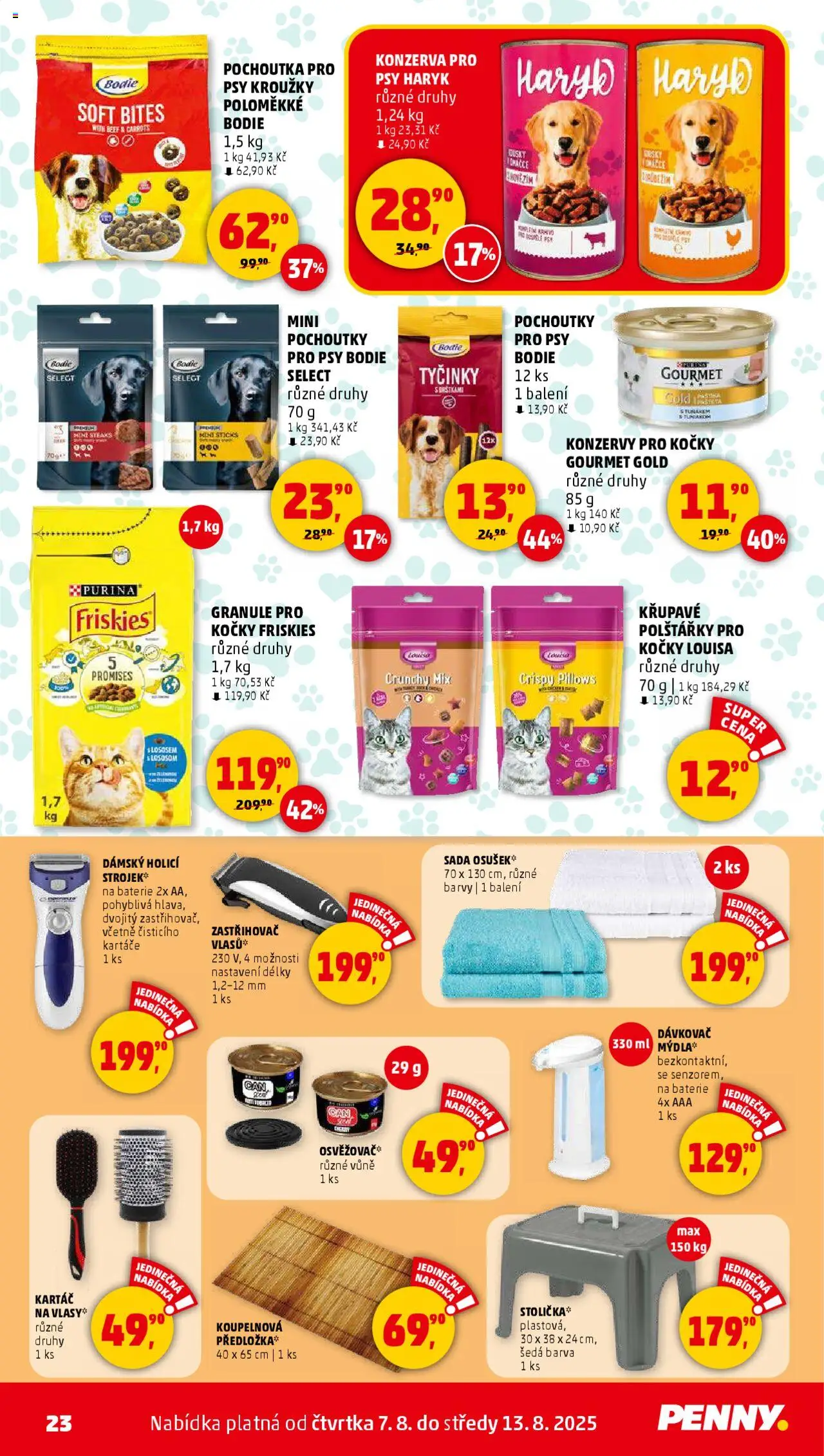 Penny Market leták - Čtvrtečník od 07.08.2025 | Strana: 23 | Produkty: Konzervy pro kočky, Zastřihovač, Baterie, Kartáč