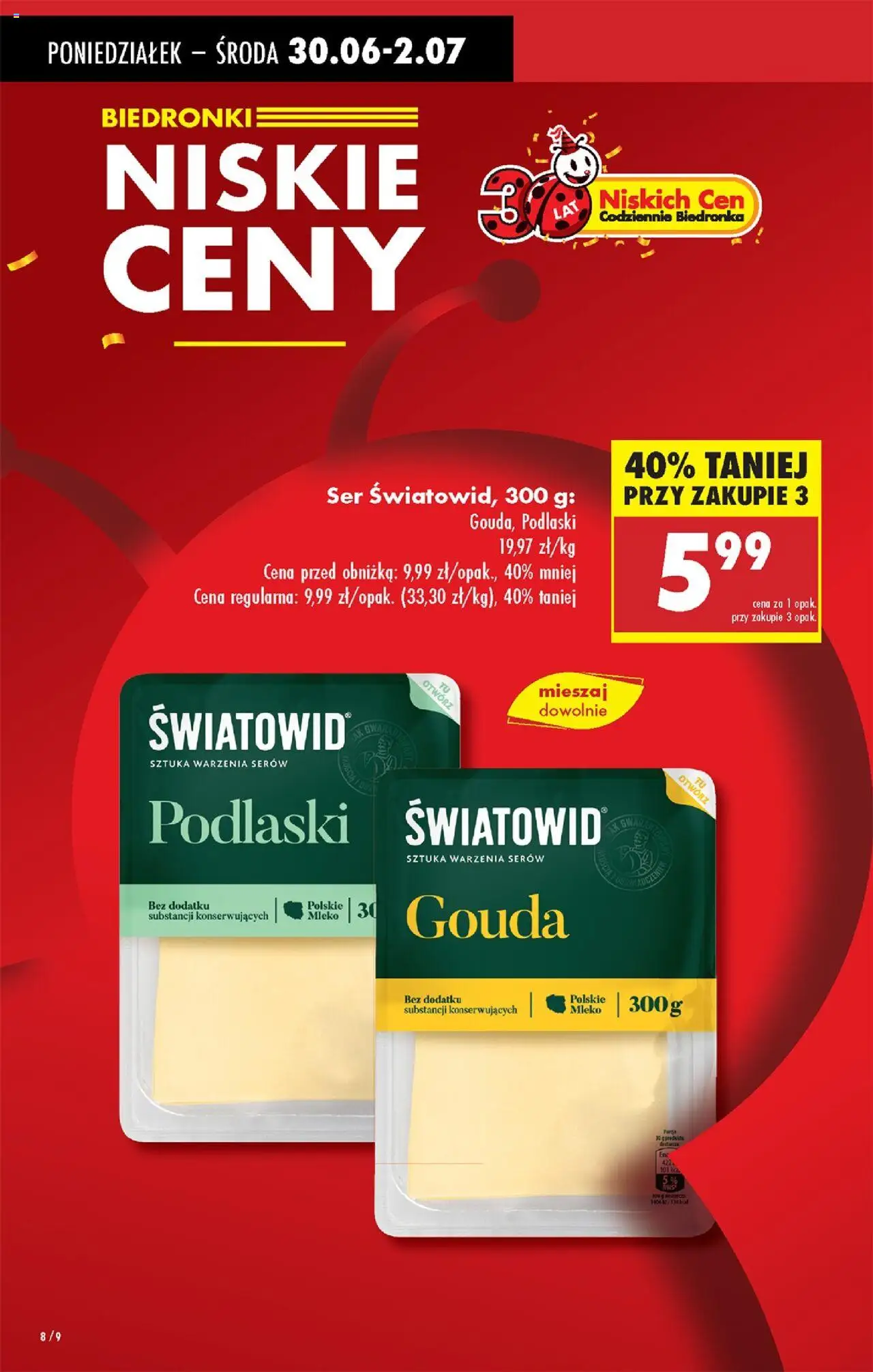 Biedronka gazetka od 30.06.2025 | Strona: 10 | Produkty: Mleko, Ser