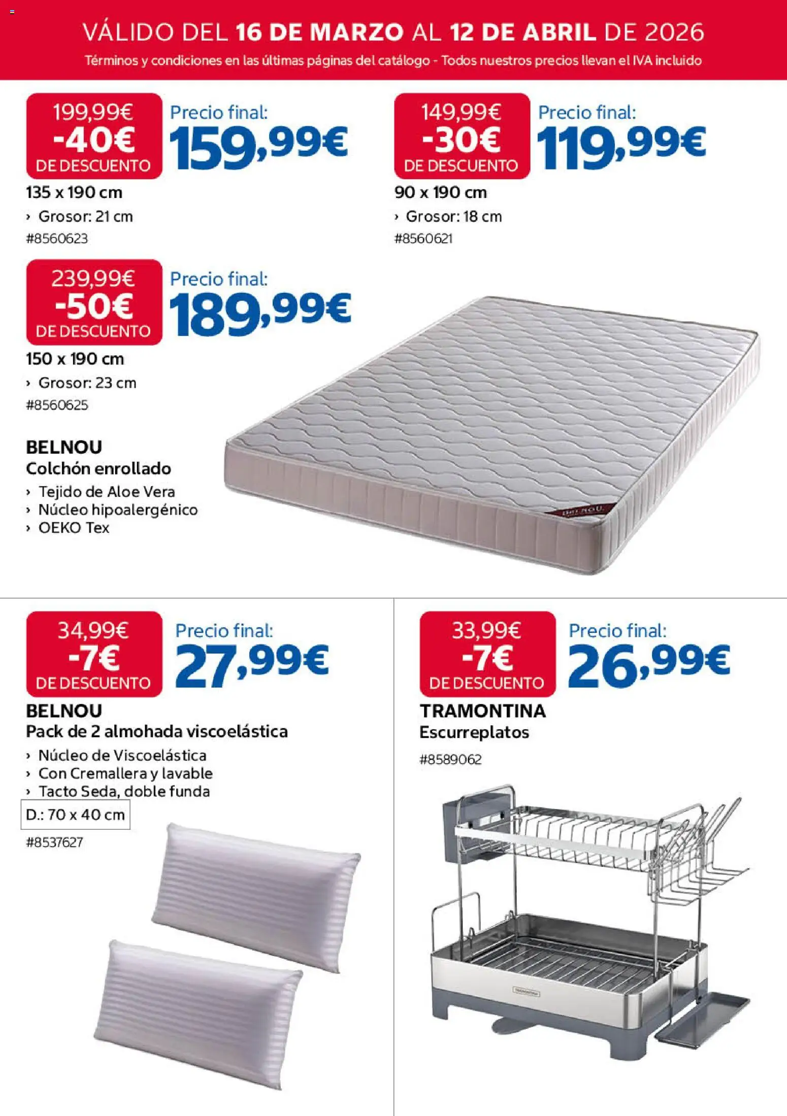 Costco folleto │ válido desde el 16.03.2026 | Página: 12 | Productos: Colchon, Funda, Almohada