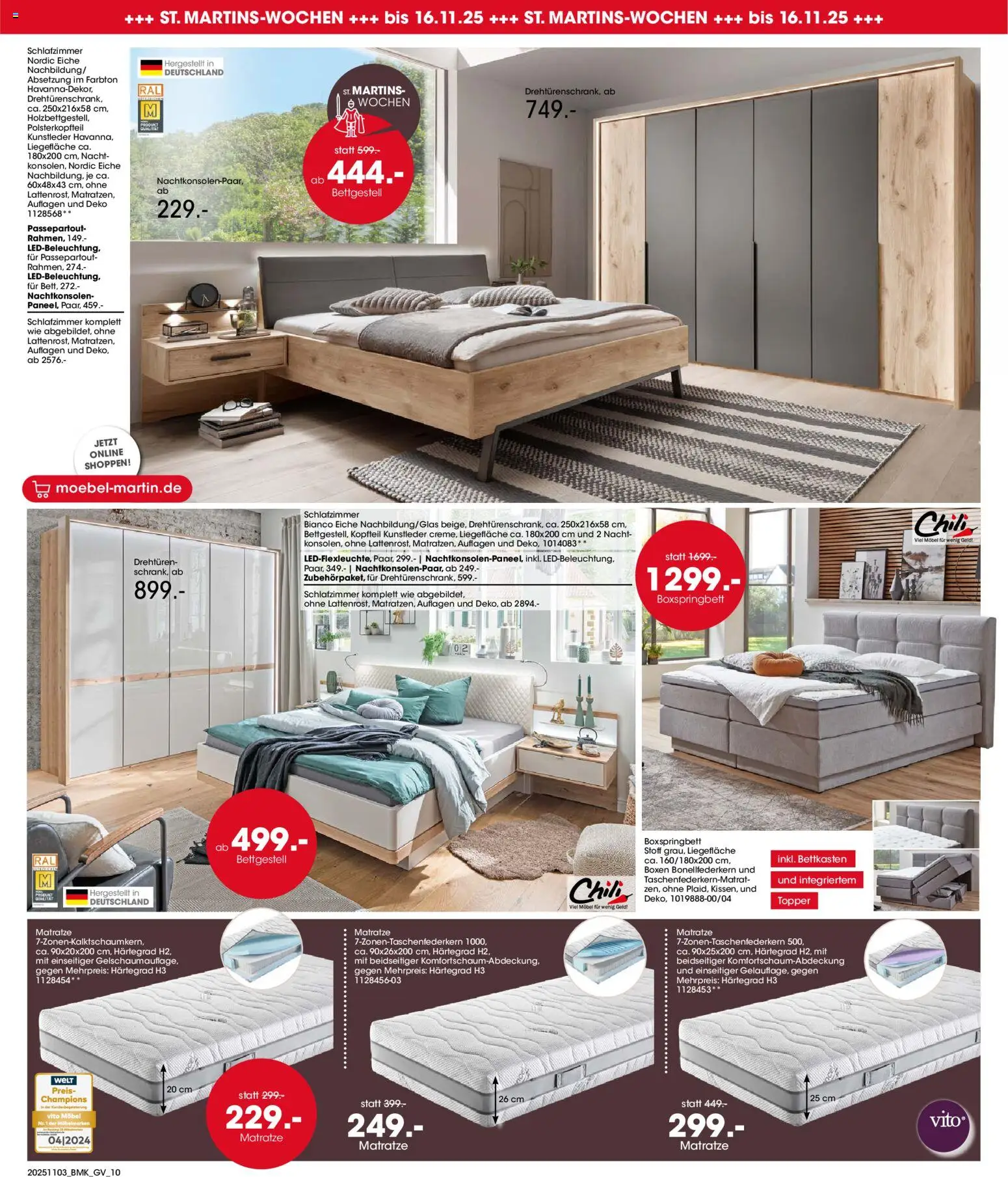 Möbel Martin St. Martins-Wochen – gültig ab 03.11.2025 | Seite: 10 | Produkte: Matratze, Boxspringbett, Topper, Chili
