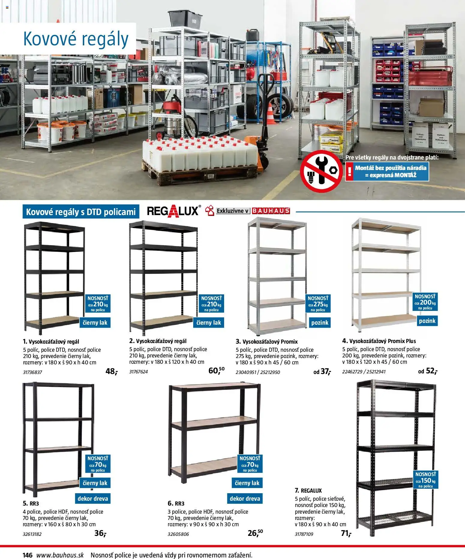 Nové Bauhaus akcie – leták je platný od 26.01.2026 | Strana: 146 | Produkty: Regál, Police