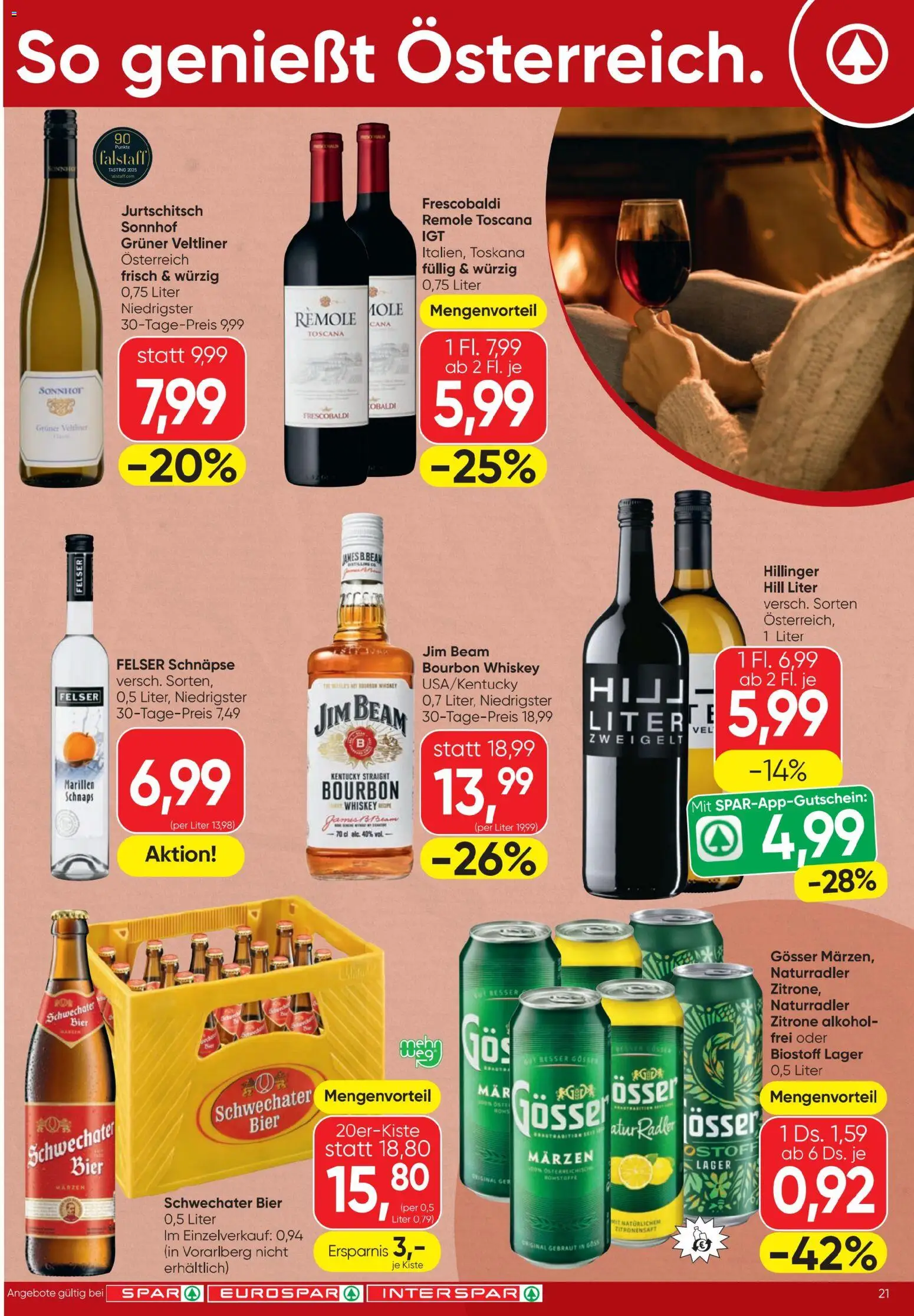 Spar Flugblatt gültig ab 02.01.2026 | Seite: 21 | Produkte: Whiskey, Zitrone, Bier, Bourbon