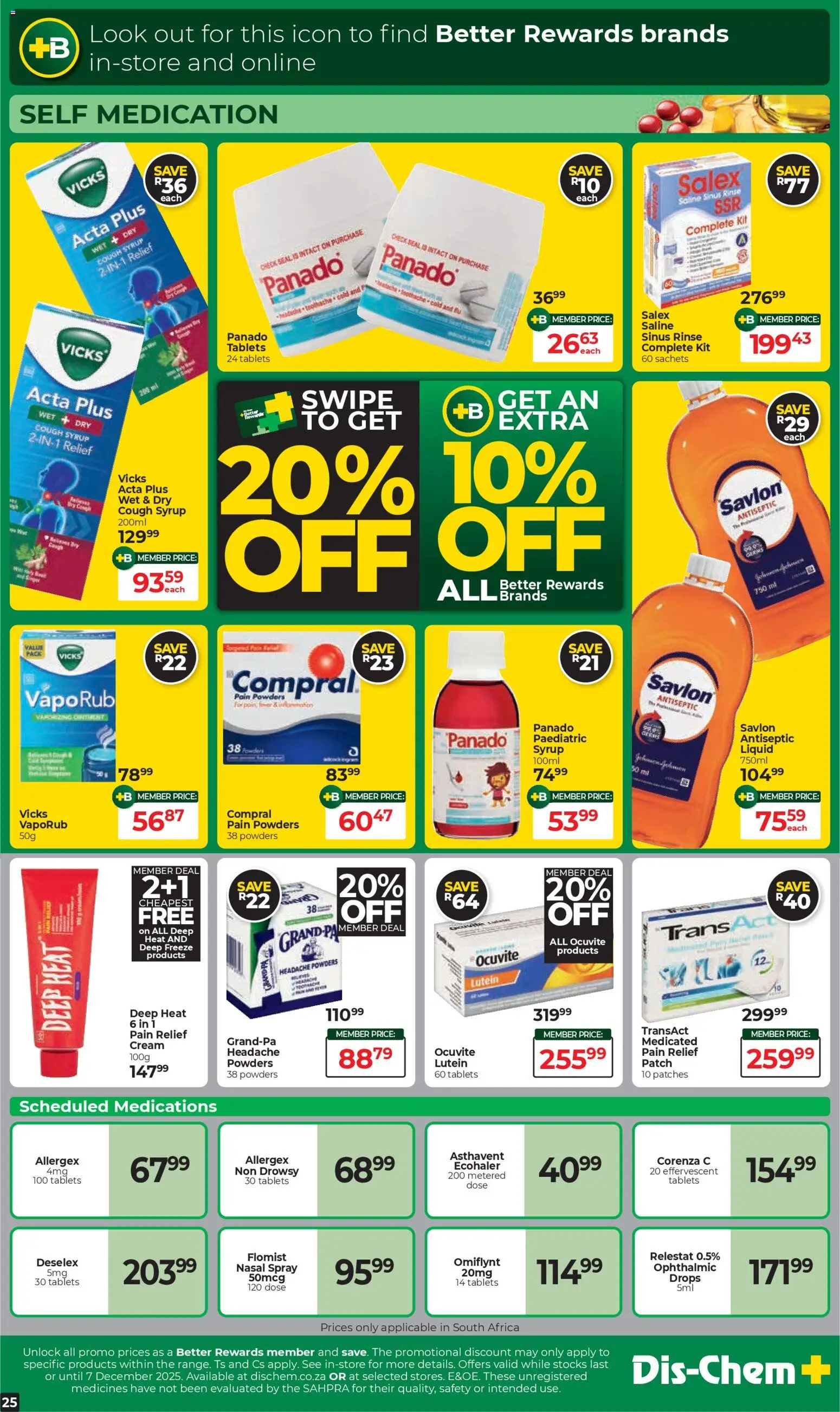 New Dis-Chem catalogue – valid from 18.11.2025 | Page: 25 | Products: Cough syrup, Cream, Syrup, Nasal spray