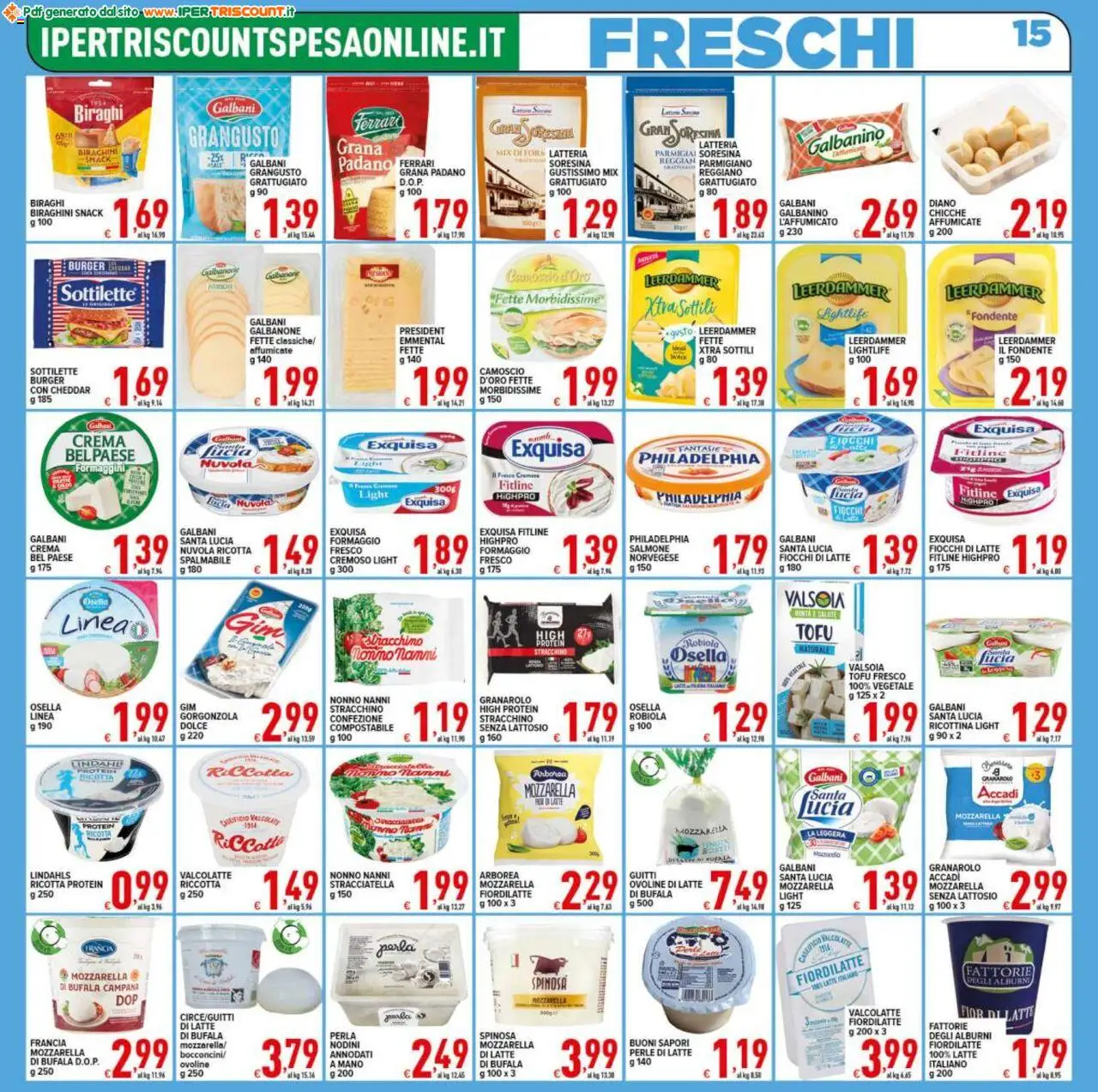 Volantino Ipertriscount del 26.09.2025 | Pagina: 15 | Prodotti: Salmone, Fiocchi di latte, Stracchino, Ricotta