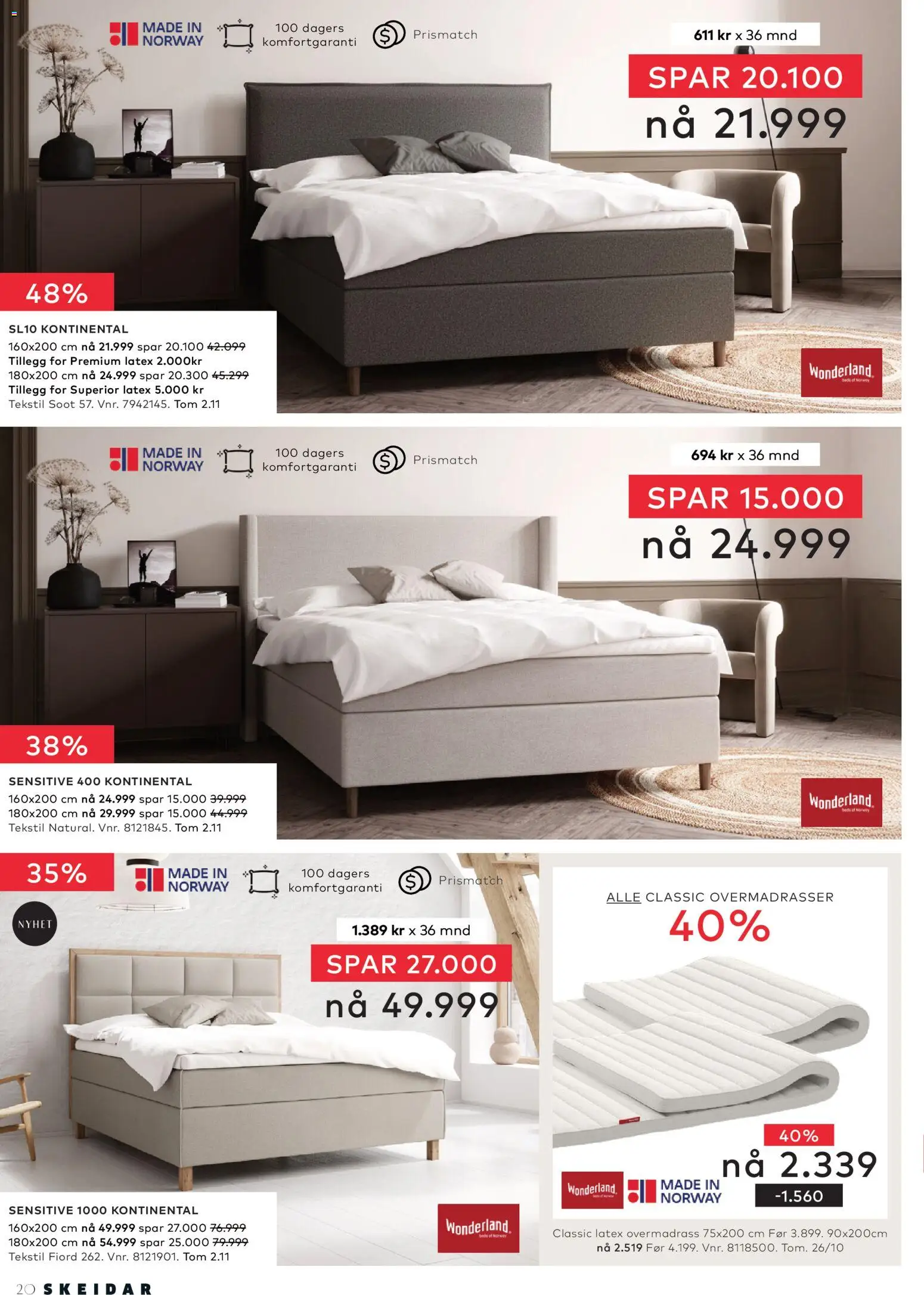 {H1} | Side: 20 | Produkter: Overmadrass