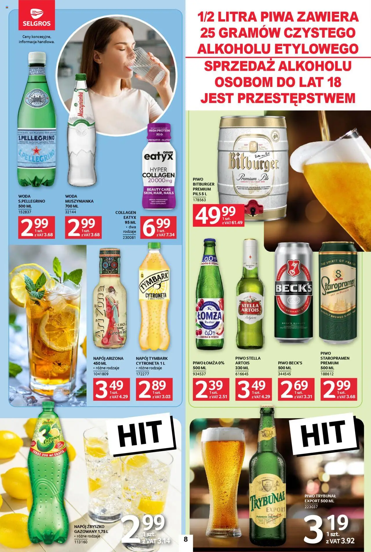 Selgros cash&carry Gazetka - Jeszcze więcej super promocji od 21.08.2025 | Strona: 8 | Produkty: Muszynianka, Piwo, Woda