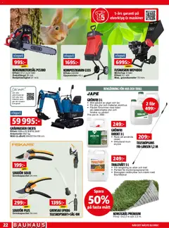 Bauhaus erbjudanden - Förhandsvisning av reklamblad från butik Bauhaus aktuell från 01.03.2026 | Sida: 22 | Produkter: Sekatör, Grensax, Konstgräs