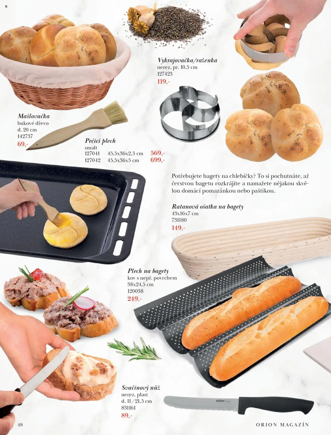 Orion katalog - Podzim/zima od 23.09.2025 | Strana: 48 | Produkty: Mašlovačka, Plech, Nůž, Bagety