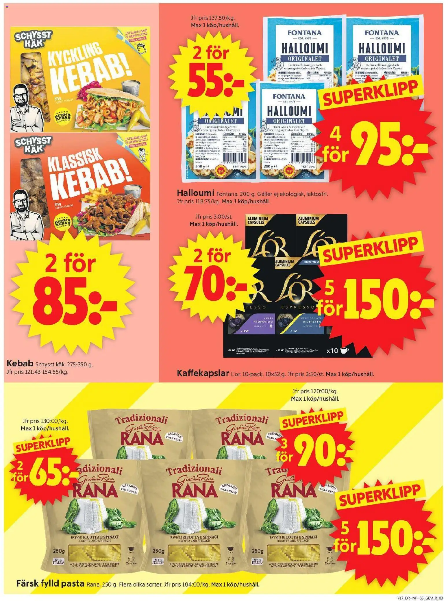 ICA Supermarket reklamblad aktuell från 20.04.2026 | Sida: 3 | Produkter: Galler, Kaffekapslar, Ost, Pasta
