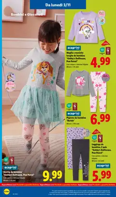 Anteprima del volantino Pigiama da bambina "Barbie", Misure: 2-10 anni valido a partire dal 03.11.2025 | Pagina: 38 | Prodotti: Pigiama, Leggings, Vestito