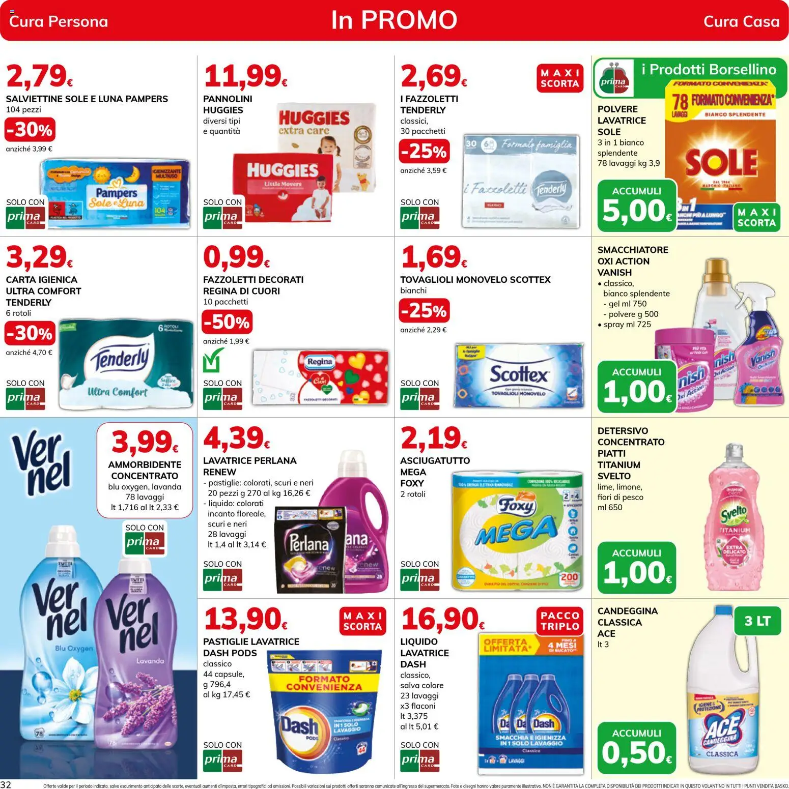 Volantino Basko del 09.12.2025 | Pagina: 32 | Prodotti: Candeggina, Lavatrice, Pampers, Lavanda