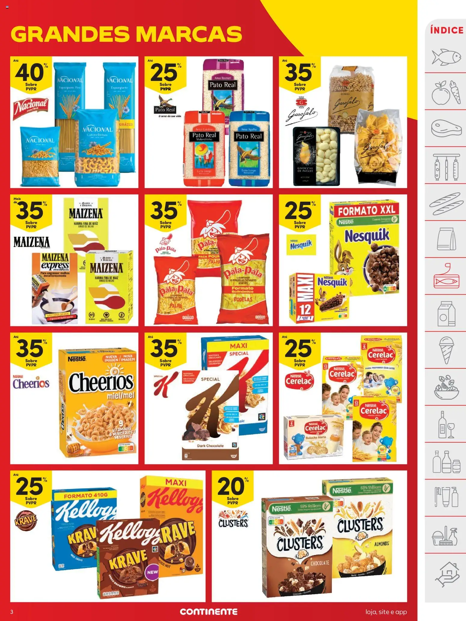 Continente folheto │ válido de 03.03.2026 | Página: 3 | Produtos: Esparguete, Nestlé, Chocolate, Arroz