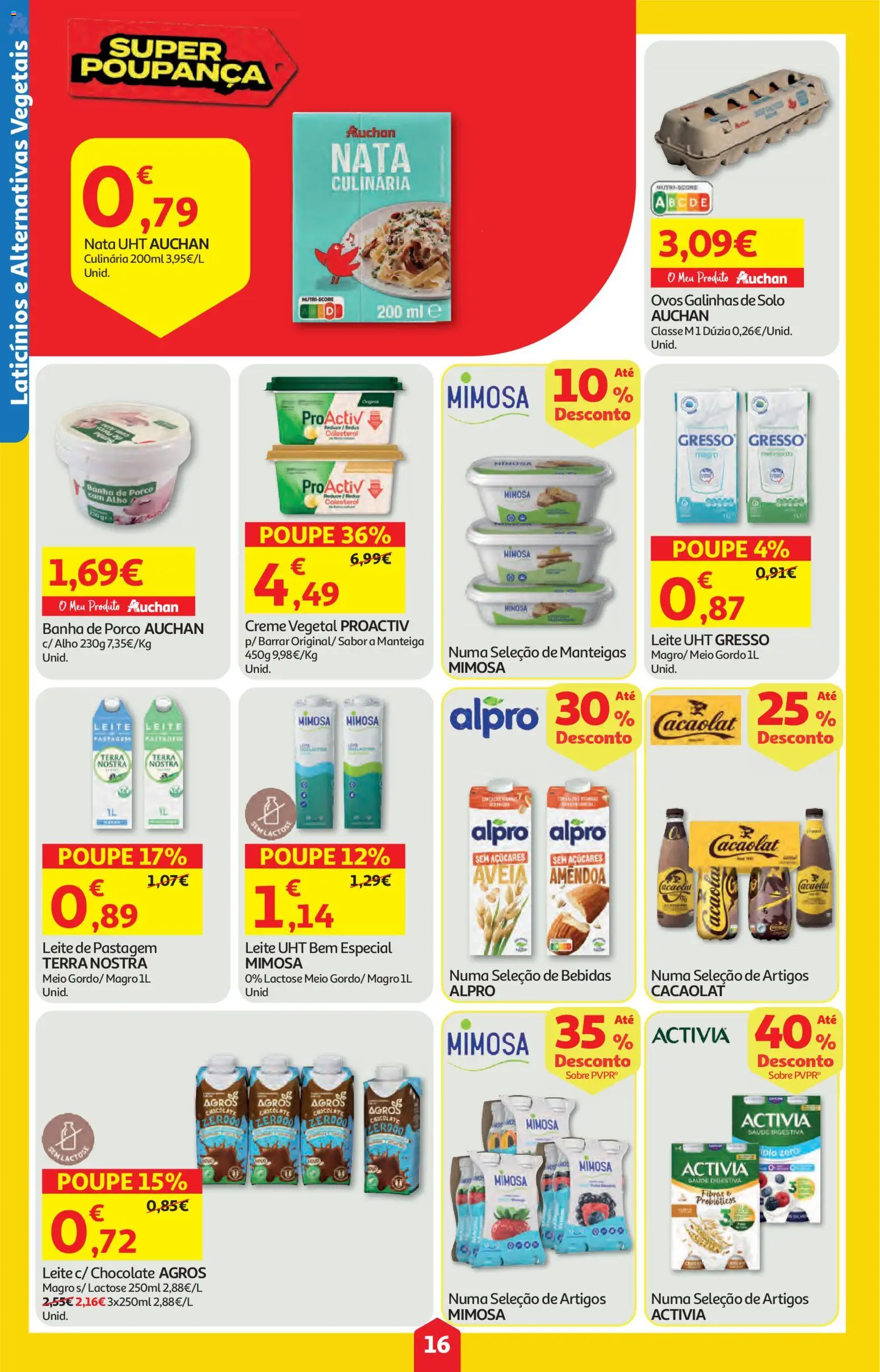 Auchan folheto │ válido de 12.02.2026 | Página: 16 | Produtos: Aveia, Leite, Manteiga, Chocolate
