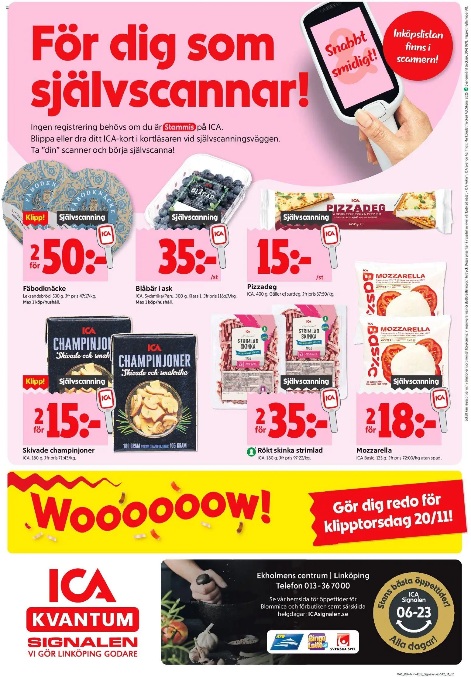 ICA Kvantum reklamblad aktuell från 10.11.2025 | Sida: 8 | Produkter: Galler, Champinjoner, Blåbär, Spel