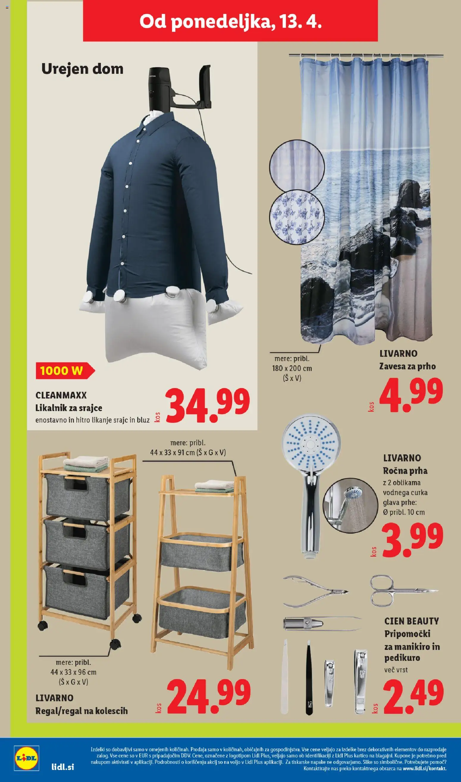 Novi Lidl katalog ponudbe – veljaven od 09.04.2026 | Stran: 58 | Izdelki: Likalnik, Zavesa za prho, Prha